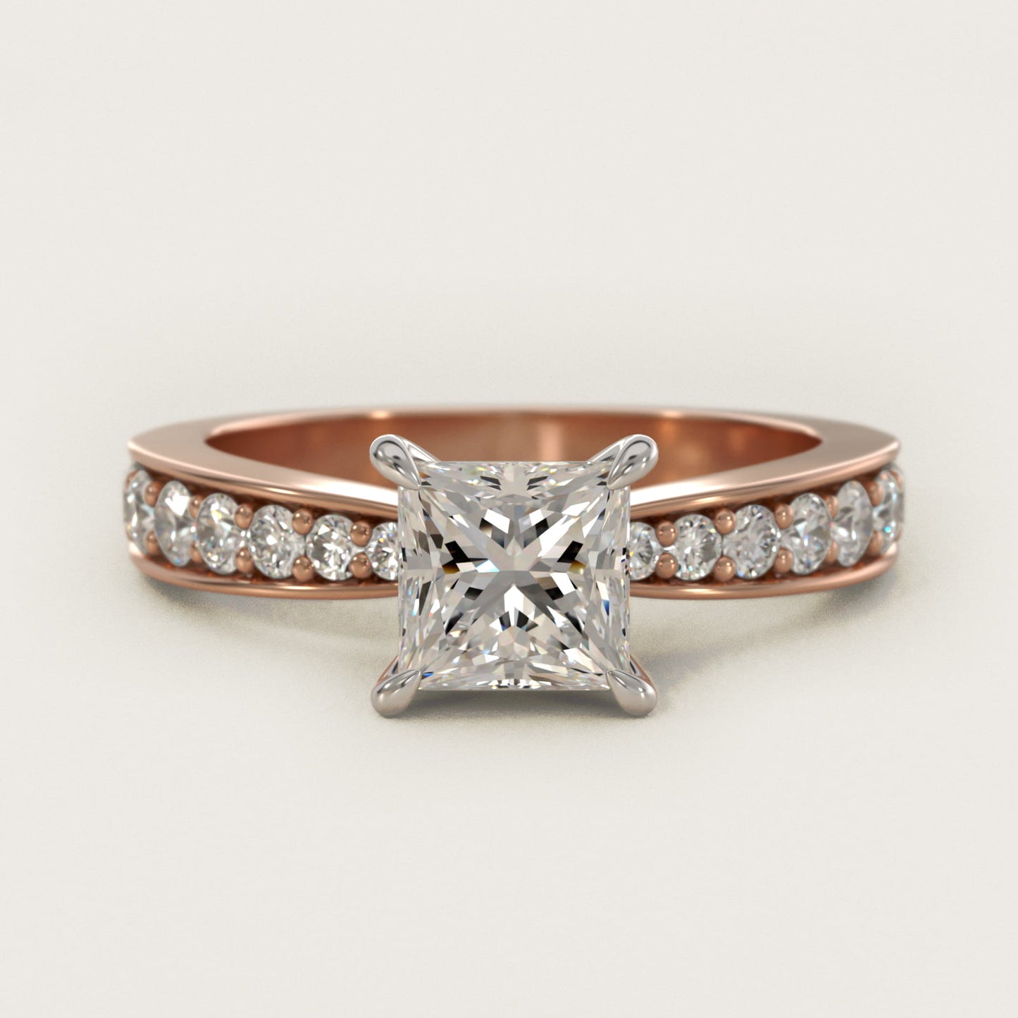 Perfect PavŽ Diamond Engagement Ring In 14K Rose Gold By James Allen - Princess Center
