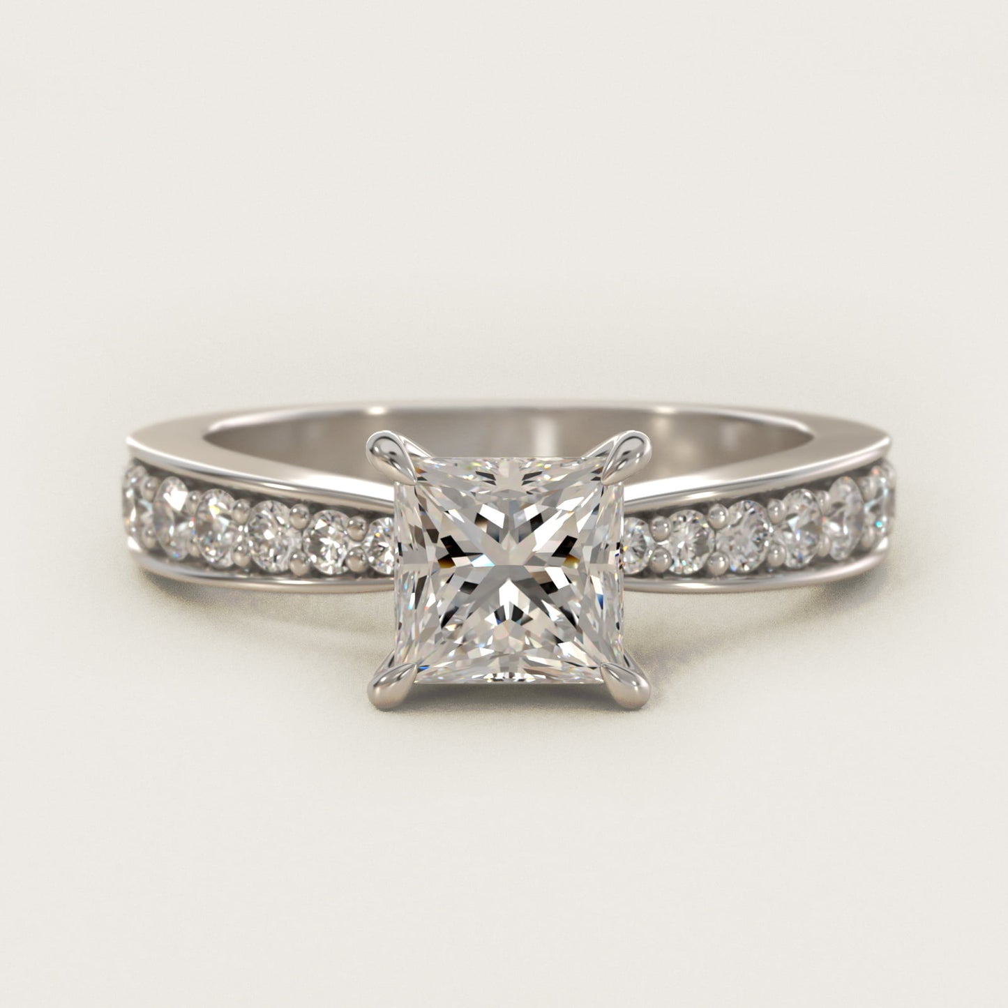 Perfect PavŽ Diamond Engagement Ring In 18k White Gold By James Allen - Princess Center