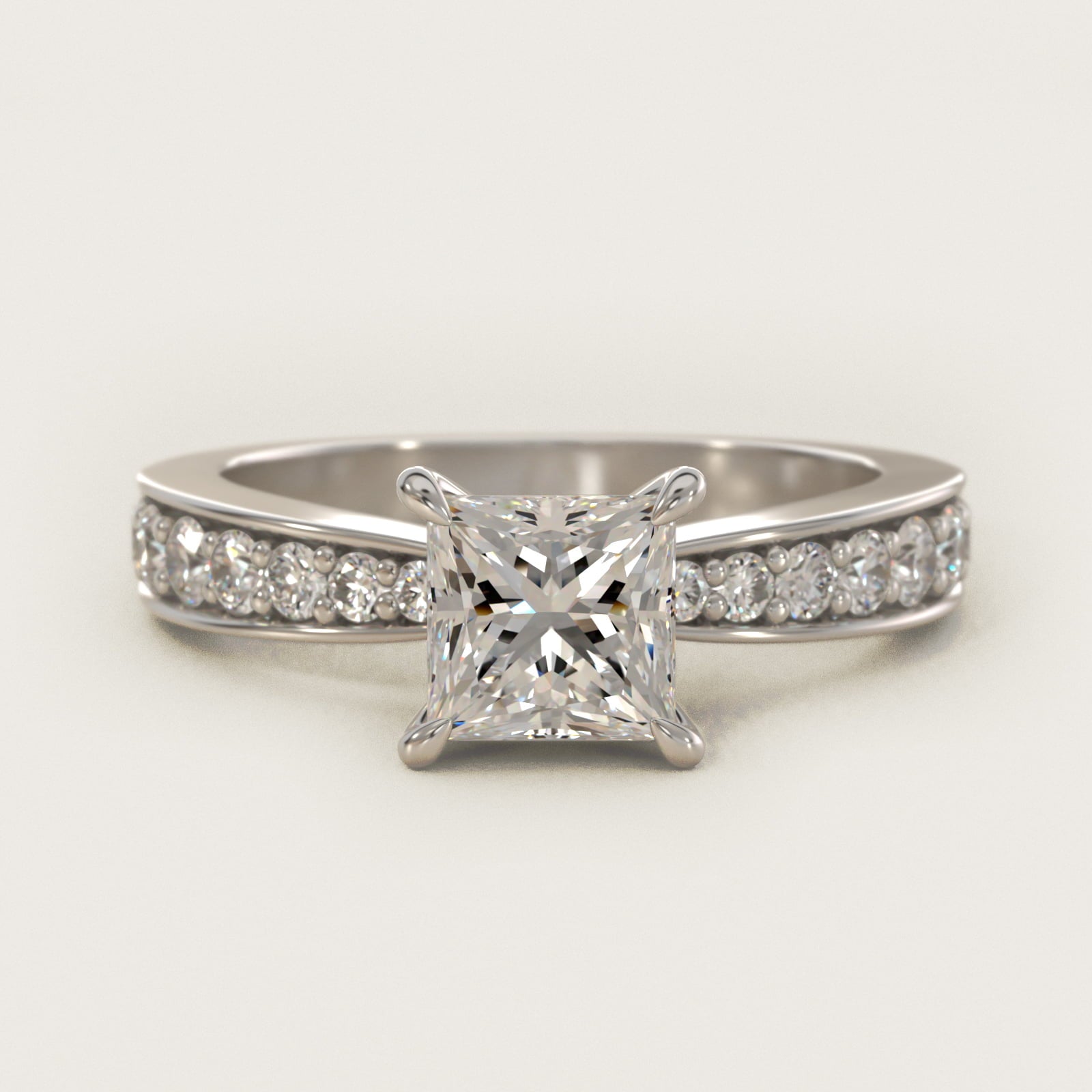 Perfect PavŽ Diamond Engagement Ring In 18k White Gold By James Allen - Princess Center
