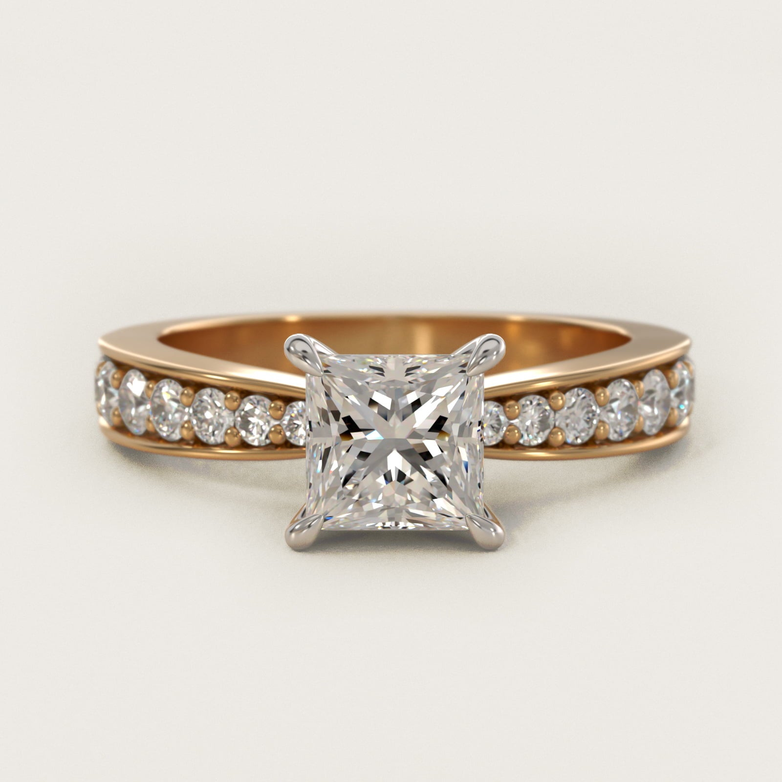 Perfect PavŽ Diamond Engagement Ring In 14K Yellow Gold By James Allen - Princess Center