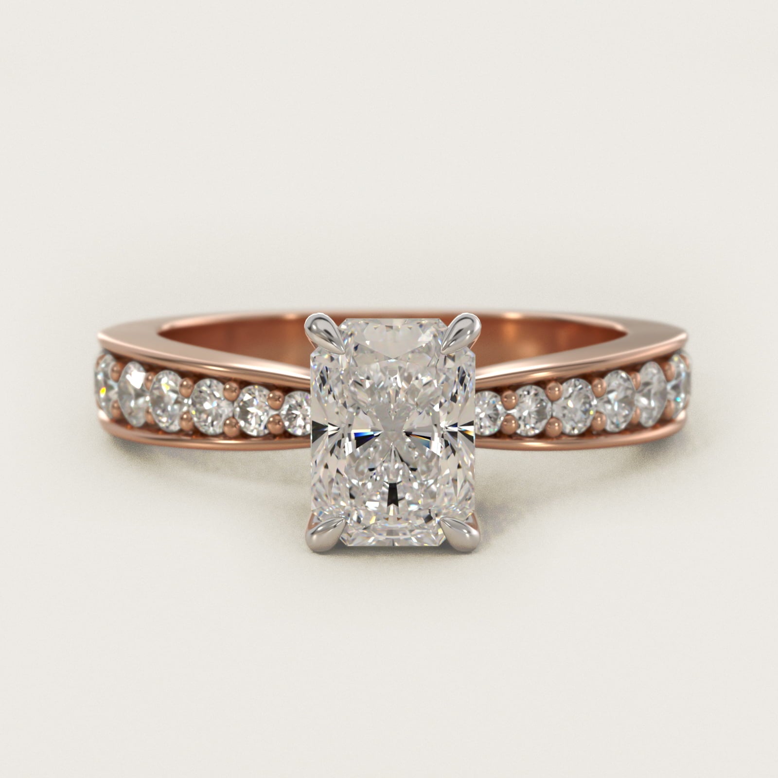 Perfect PavŽ Diamond Engagement Ring In 18k Rose Gold By James Allen - Radiant Center