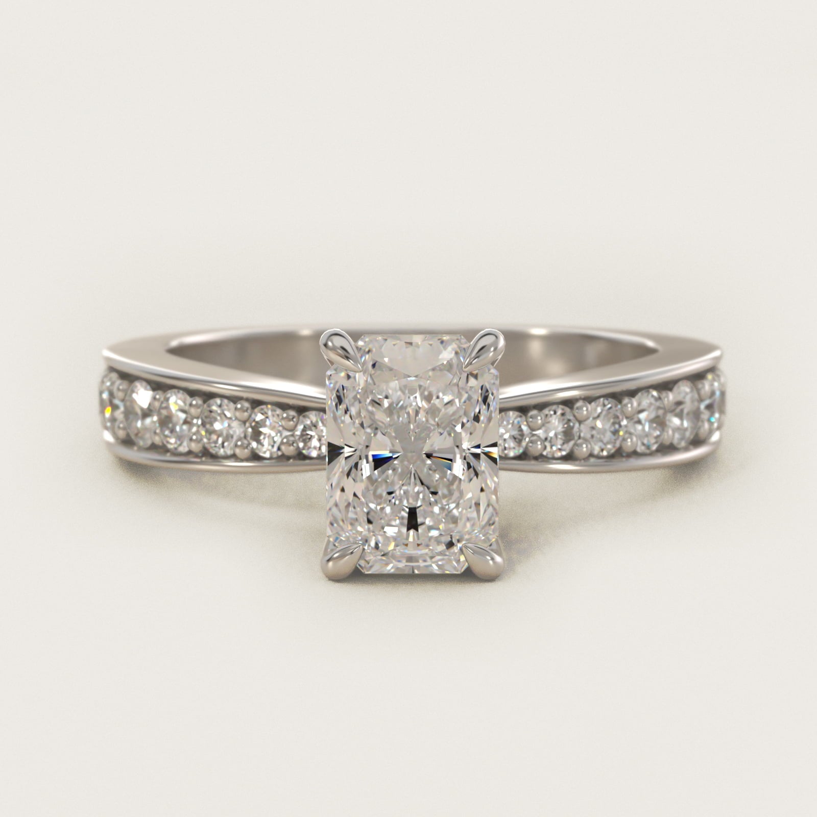 Perfect PavŽ Diamond Engagement Ring In 18k White Gold By James Allen - Radiant Center