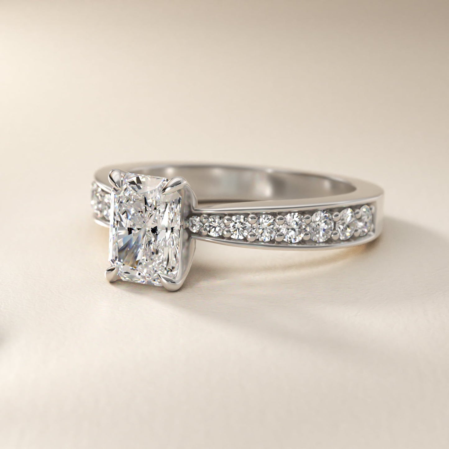 Perfect PavŽ Diamond Engagement Ring In 18k White Gold By James Allen - Radiant Center