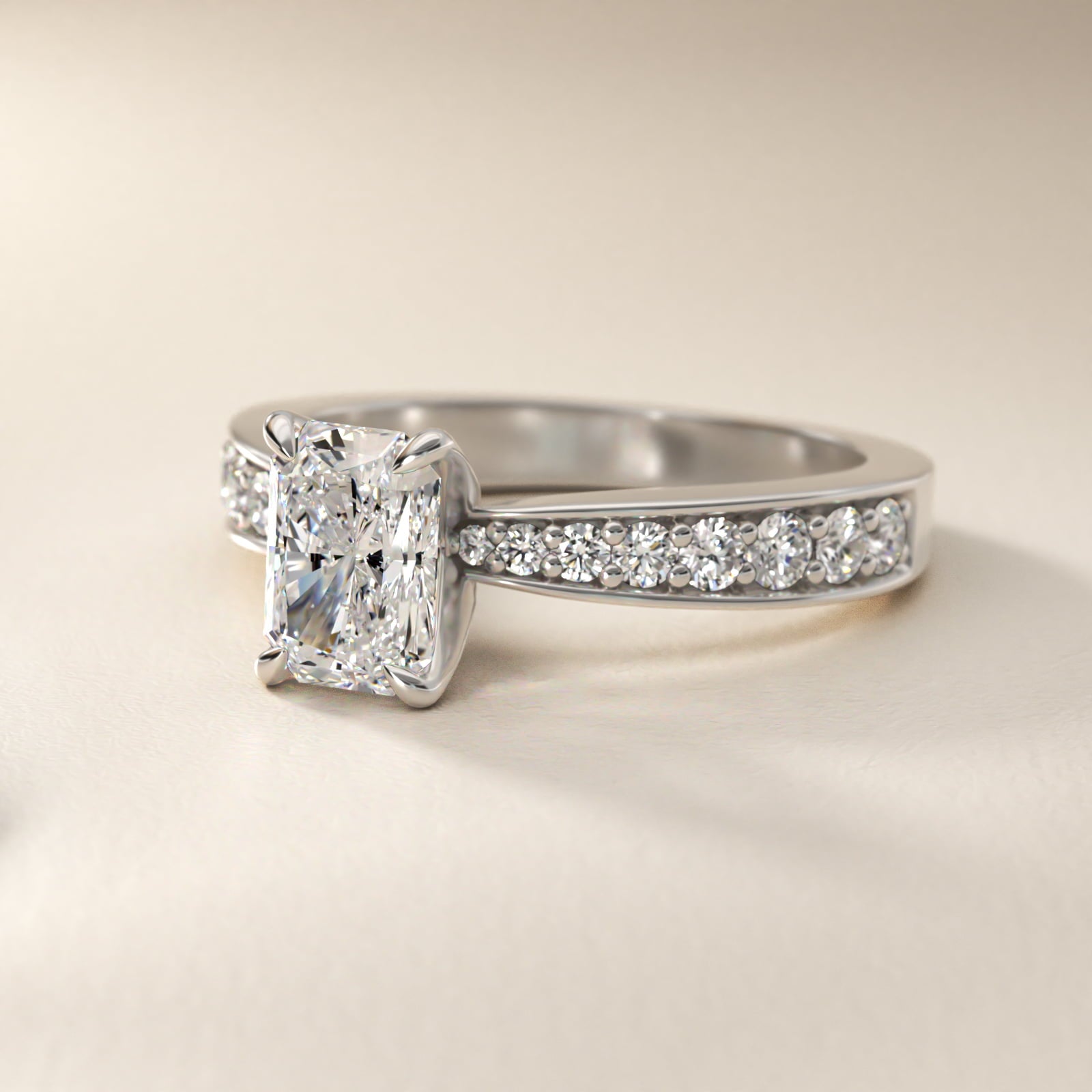 Perfect PavŽ Diamond Engagement Ring In 18k White Gold By James Allen - Radiant Center