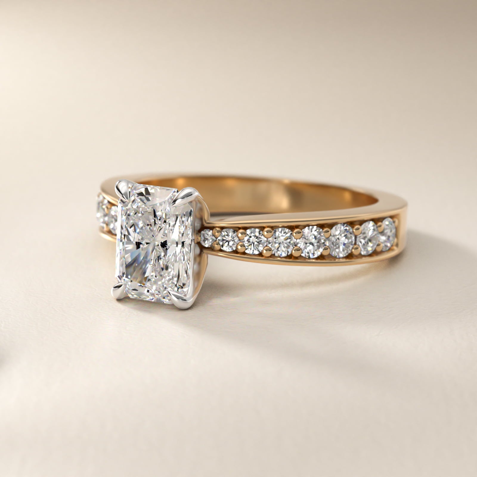Perfect PavŽ Diamond Engagement Ring In 14K Yellow Gold By James Allen - Radiant Center
