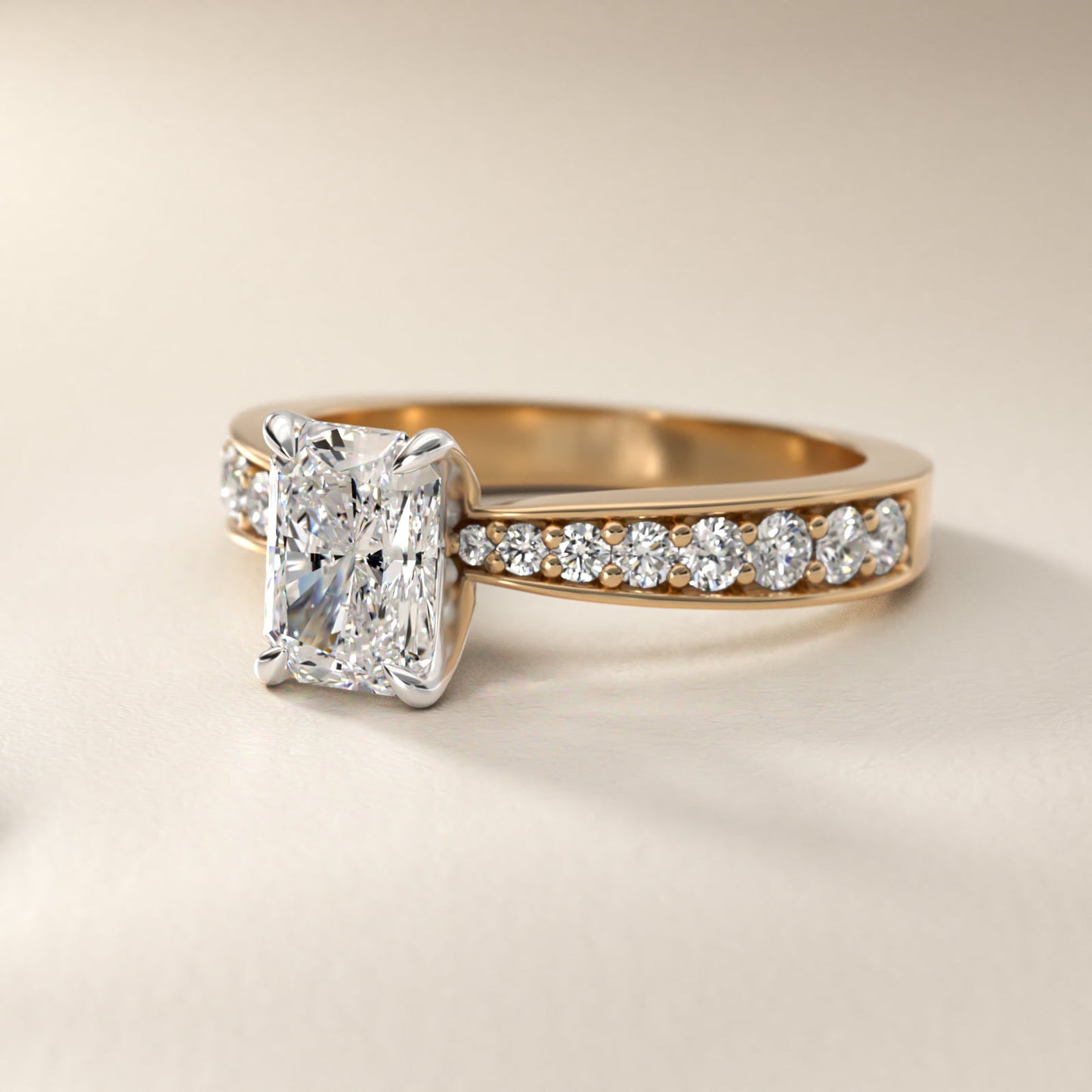 Perfect PavŽ Diamond Engagement Ring In 18k Yellow Gold By James Allen - Radiant Center