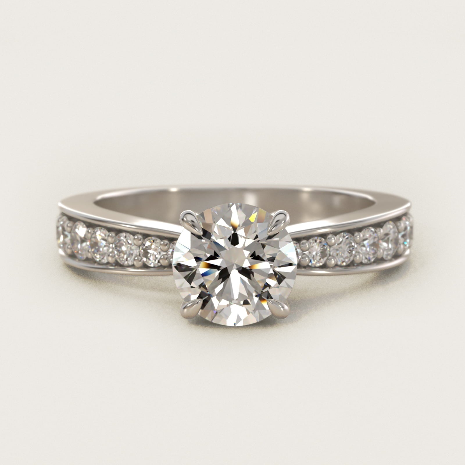Perfect PavŽ Diamond Engagement Ring In 14K White Gold By James Allen - Round Center