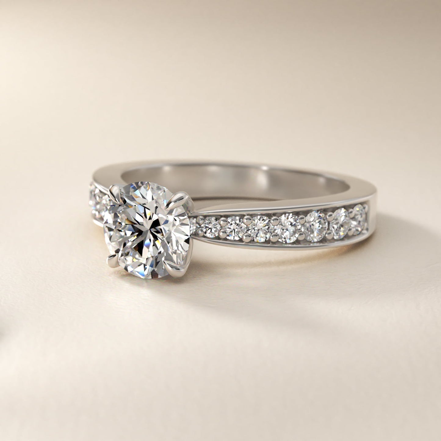 Perfect PavŽ Diamond Engagement Ring In 14K White Gold By James Allen - Round Center