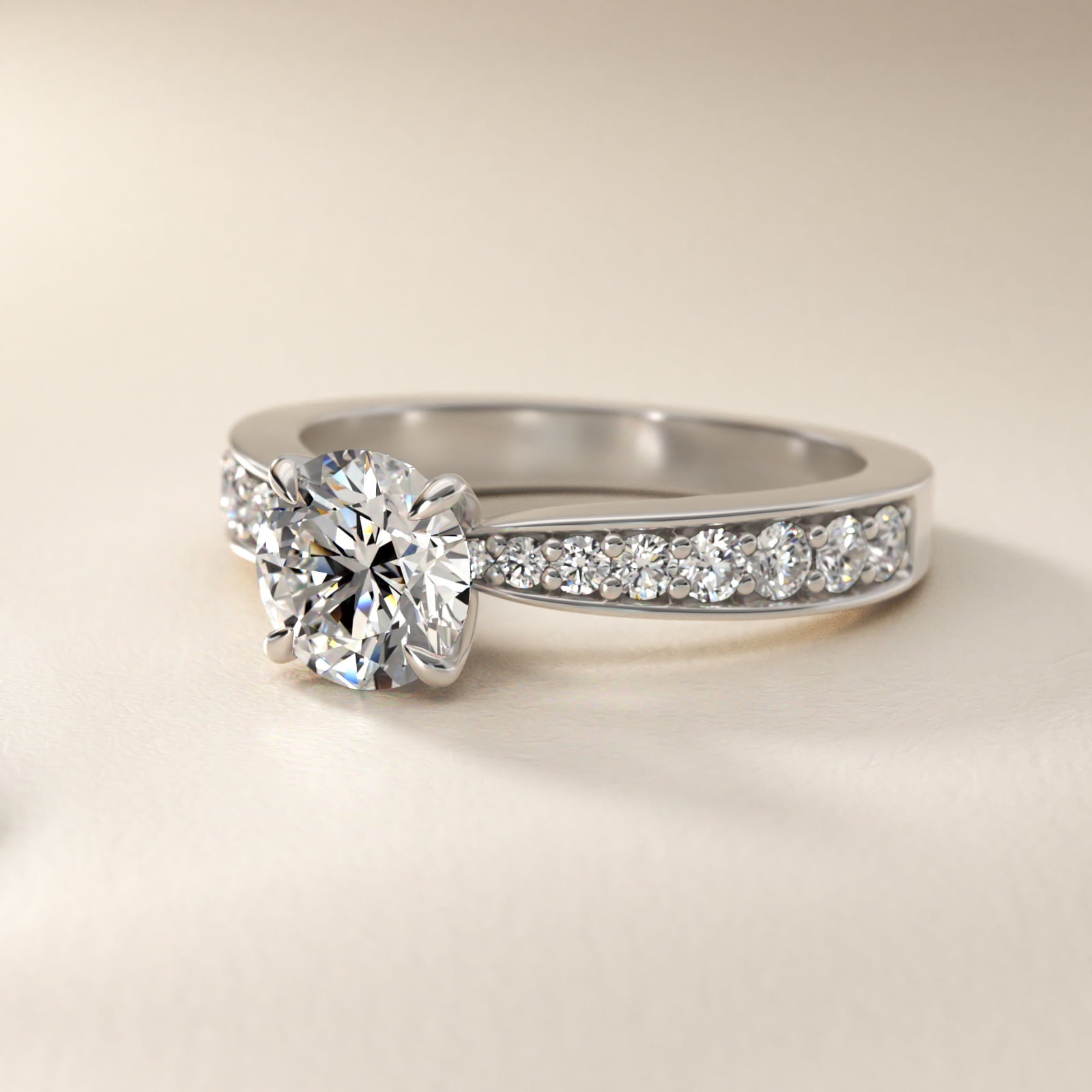 Perfect PavŽ Diamond Engagement Ring In 18k White Gold By James Allen - Round Center