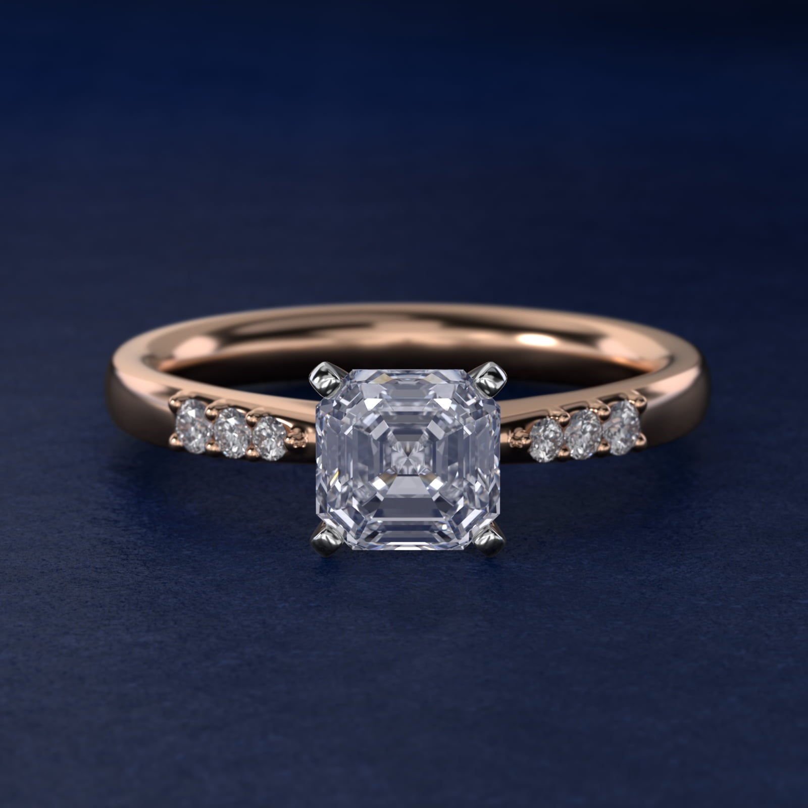 Petite Diamond Engagement Ring in 18k Rose Gold (1/10 ct. tw.) - Asscher Center