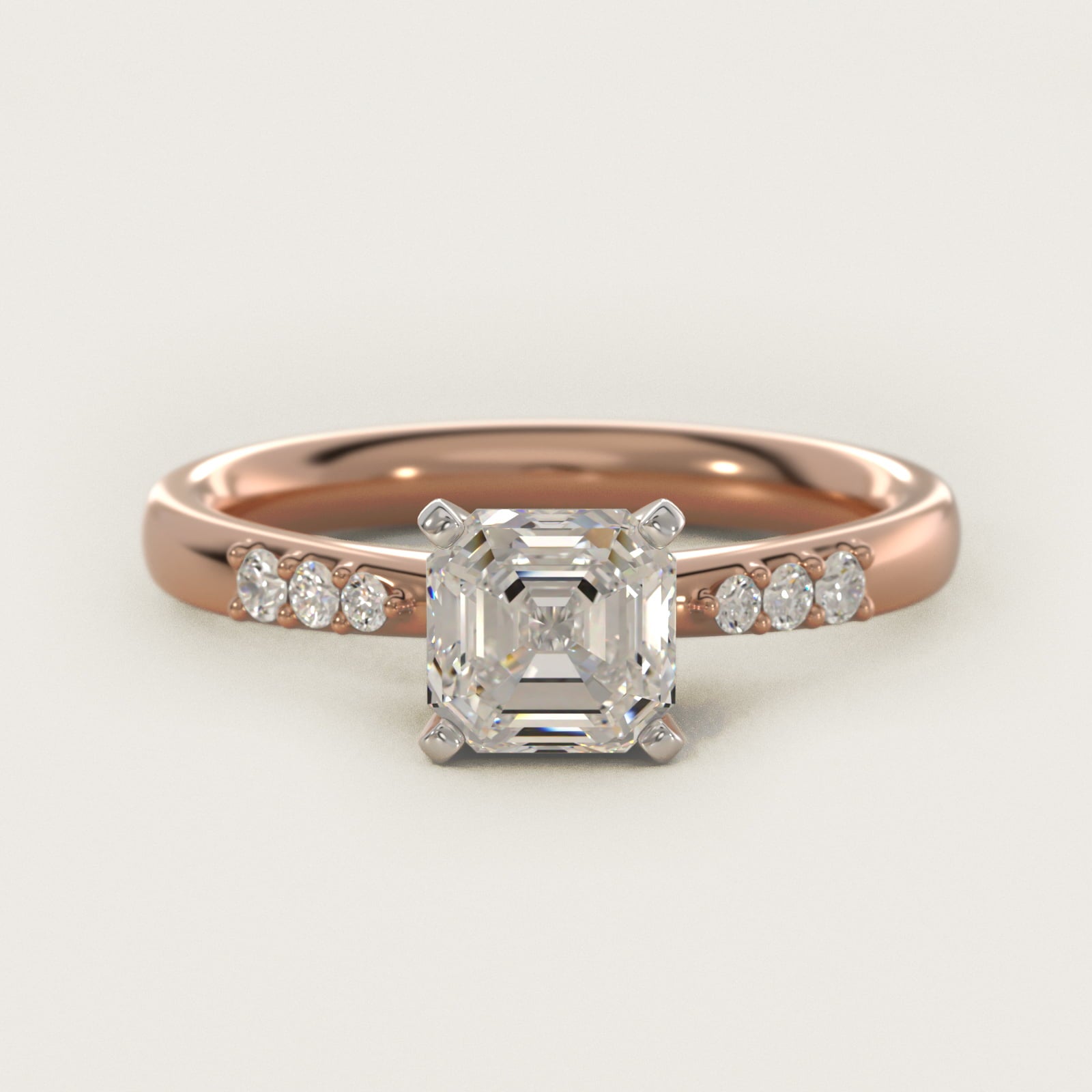 Petite Diamond Engagement Ring in 18k Rose Gold (1/10 ct. tw.) - Asscher Center