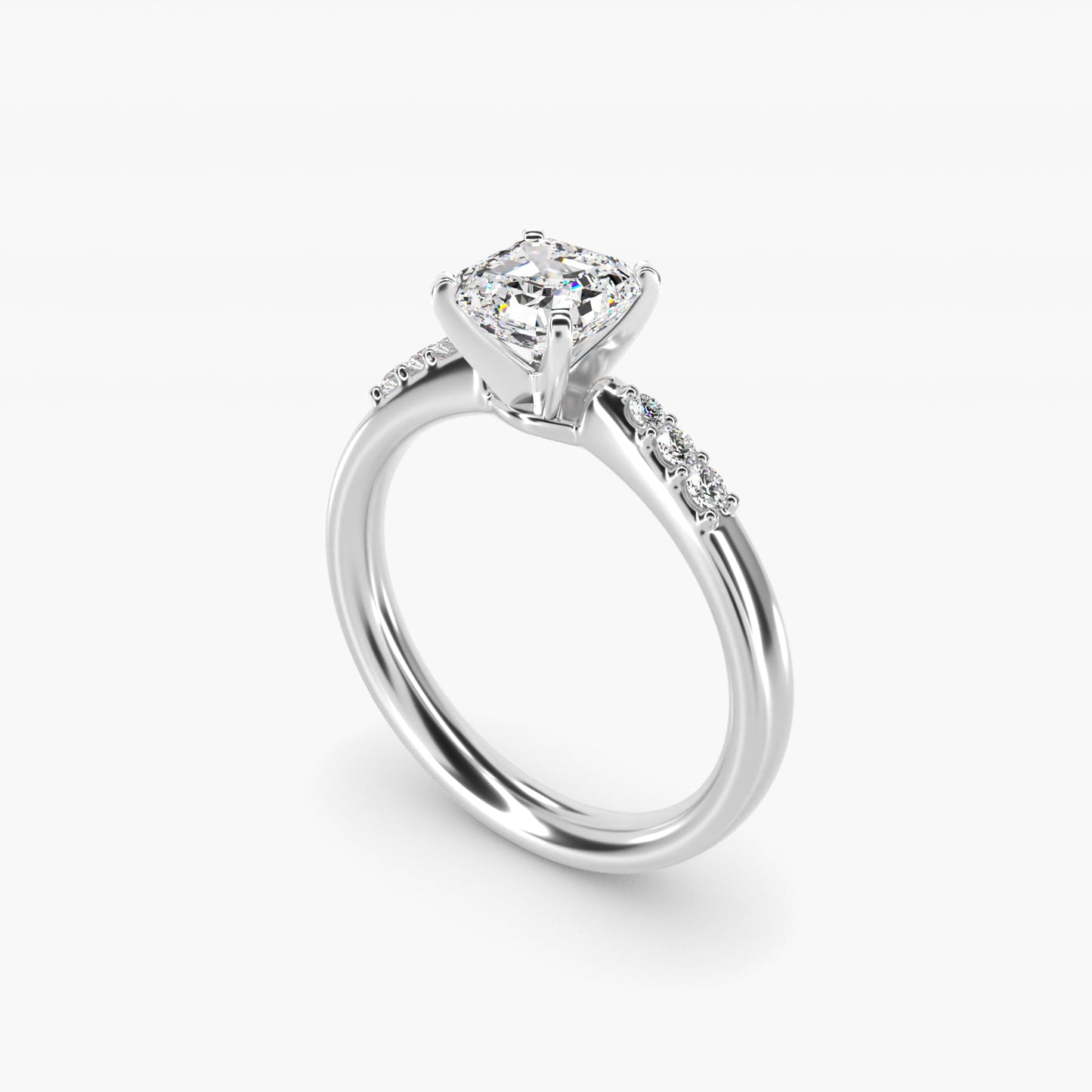 Petite Diamond Engagement Ring in 14k White Gold (1/10 ct. tw.) - Asscher Center