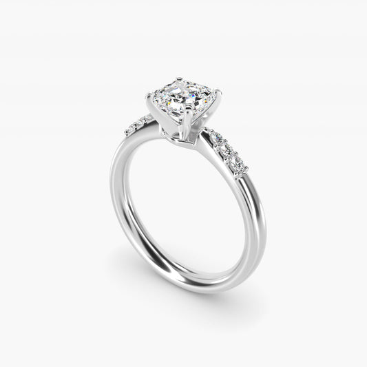 Petite Diamond Engagement Ring in 18k White Gold (1/10 ct. tw.) - Asscher Center