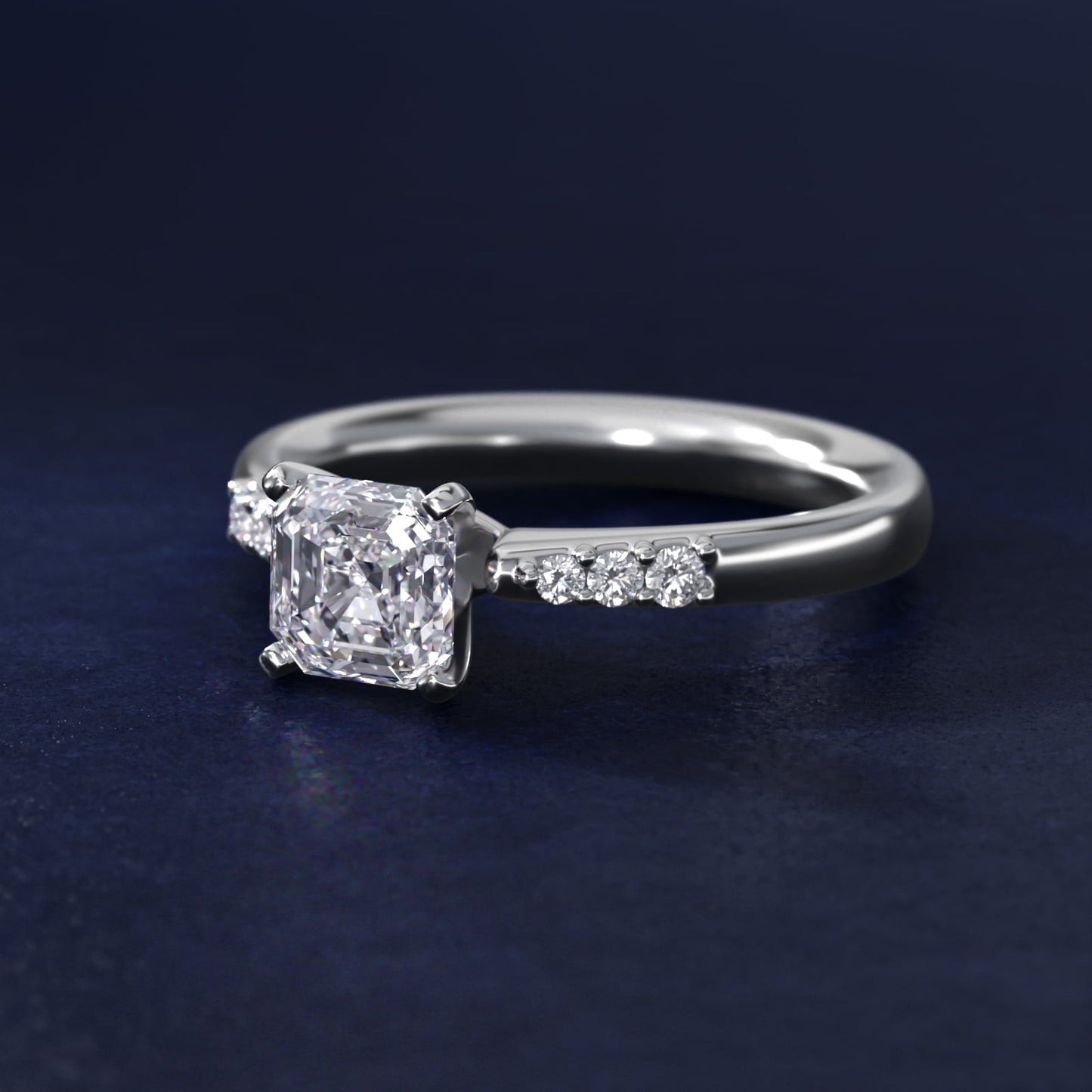 Petite Diamond Engagement Ring in 14k White Gold (1/10 ct. tw.) - Asscher Center