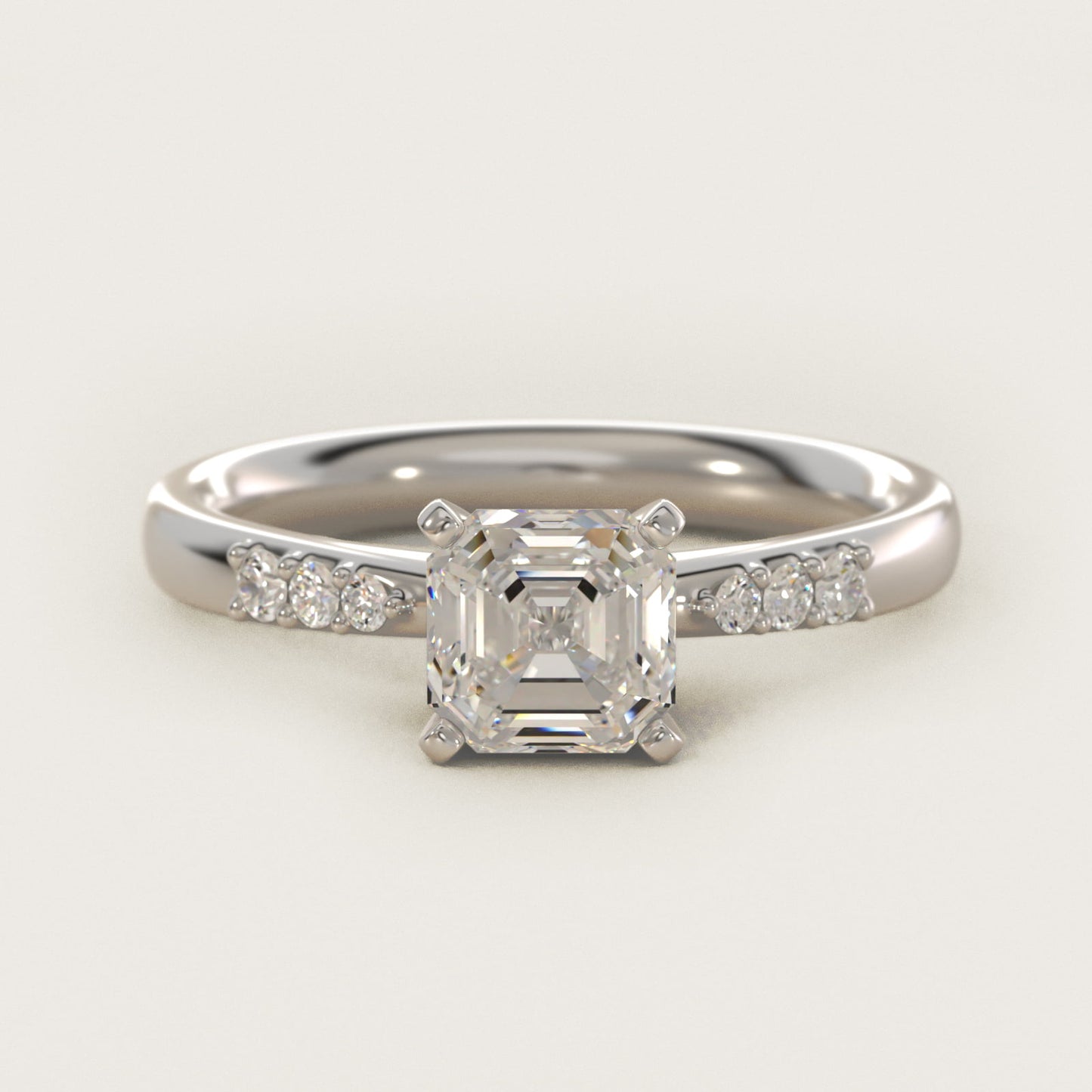 Petite Diamond Engagement Ring in Platinum (1/10 ct. tw.) - Asscher Center