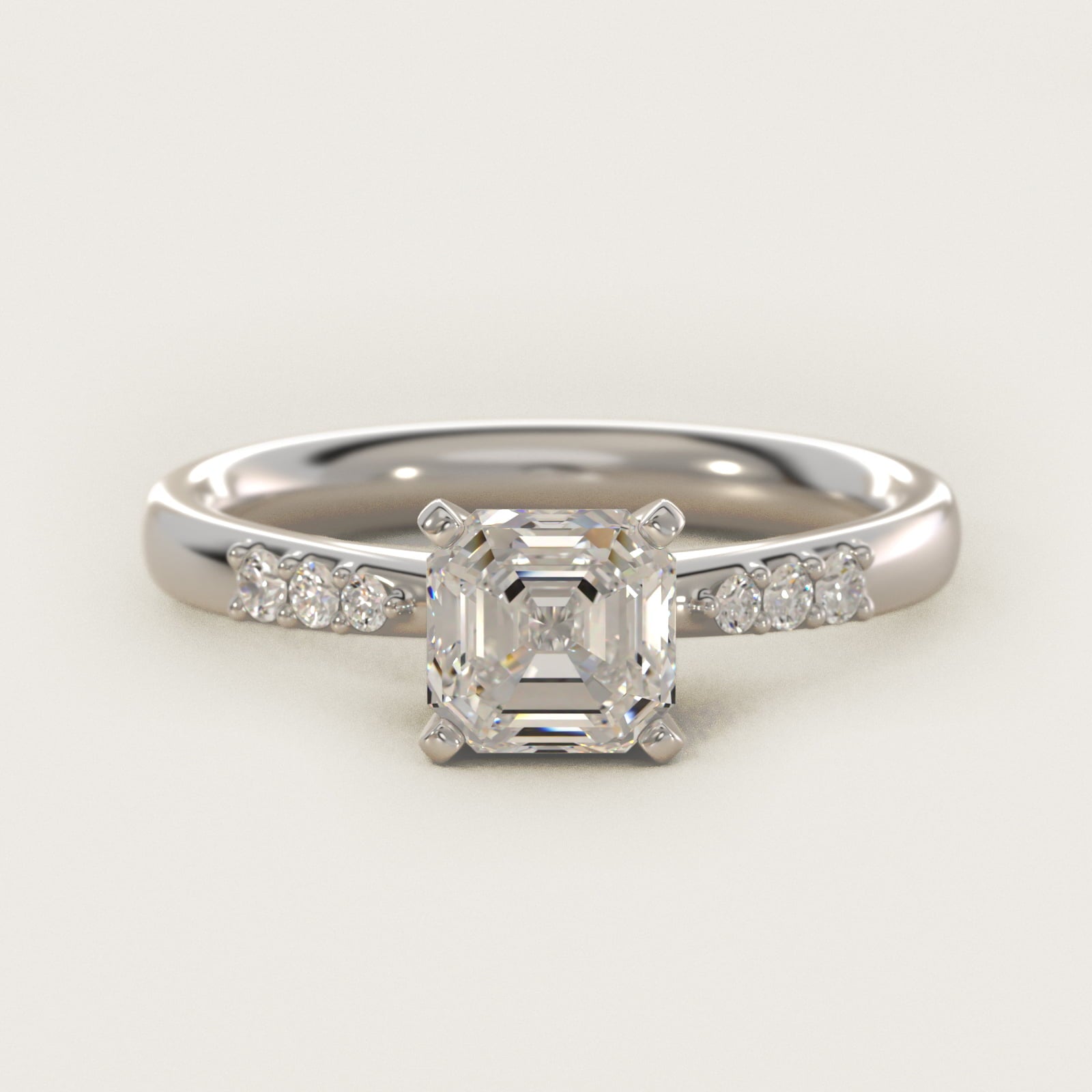 Petite Diamond Engagement Ring in Platinum (1/10 ct. tw.) - Asscher Center
