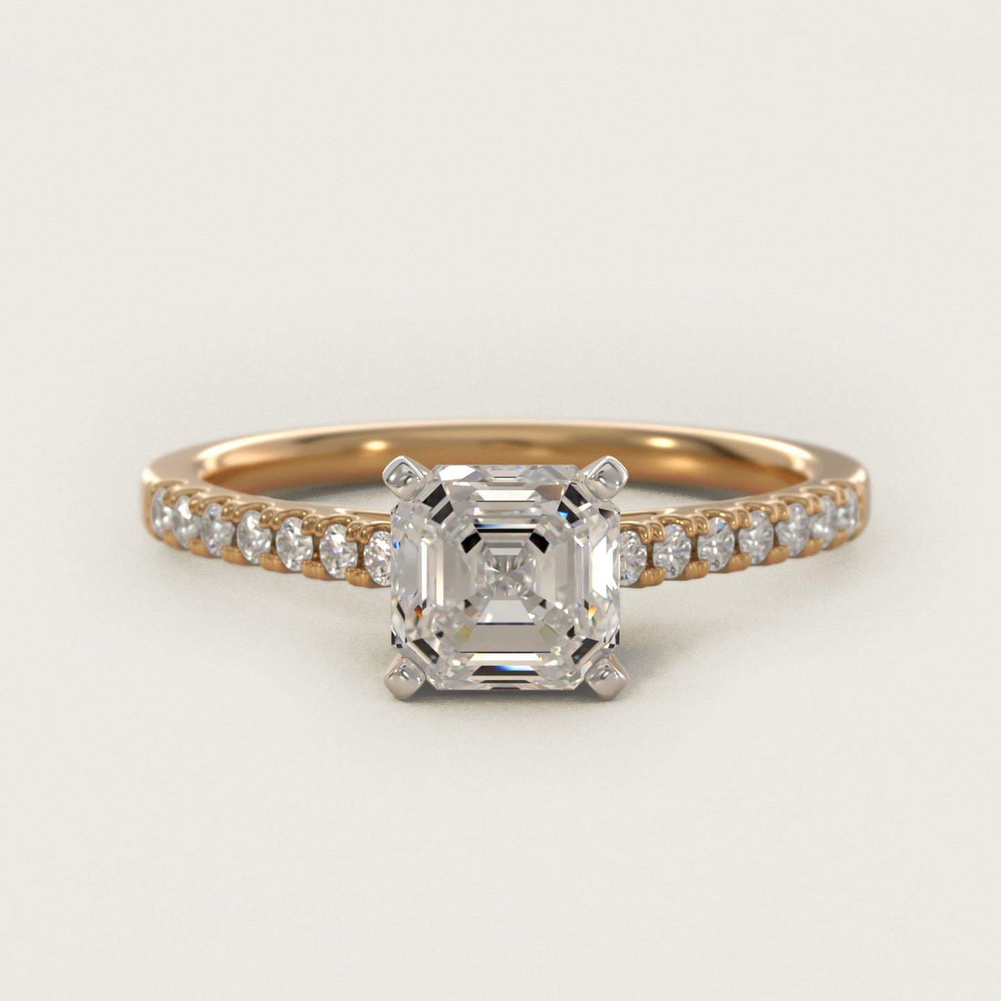 Petite Cathedral PavŽ Diamond Engagement Ring in 14K Yellow Gold (1/6 ct. tw.) - Asscher Center
