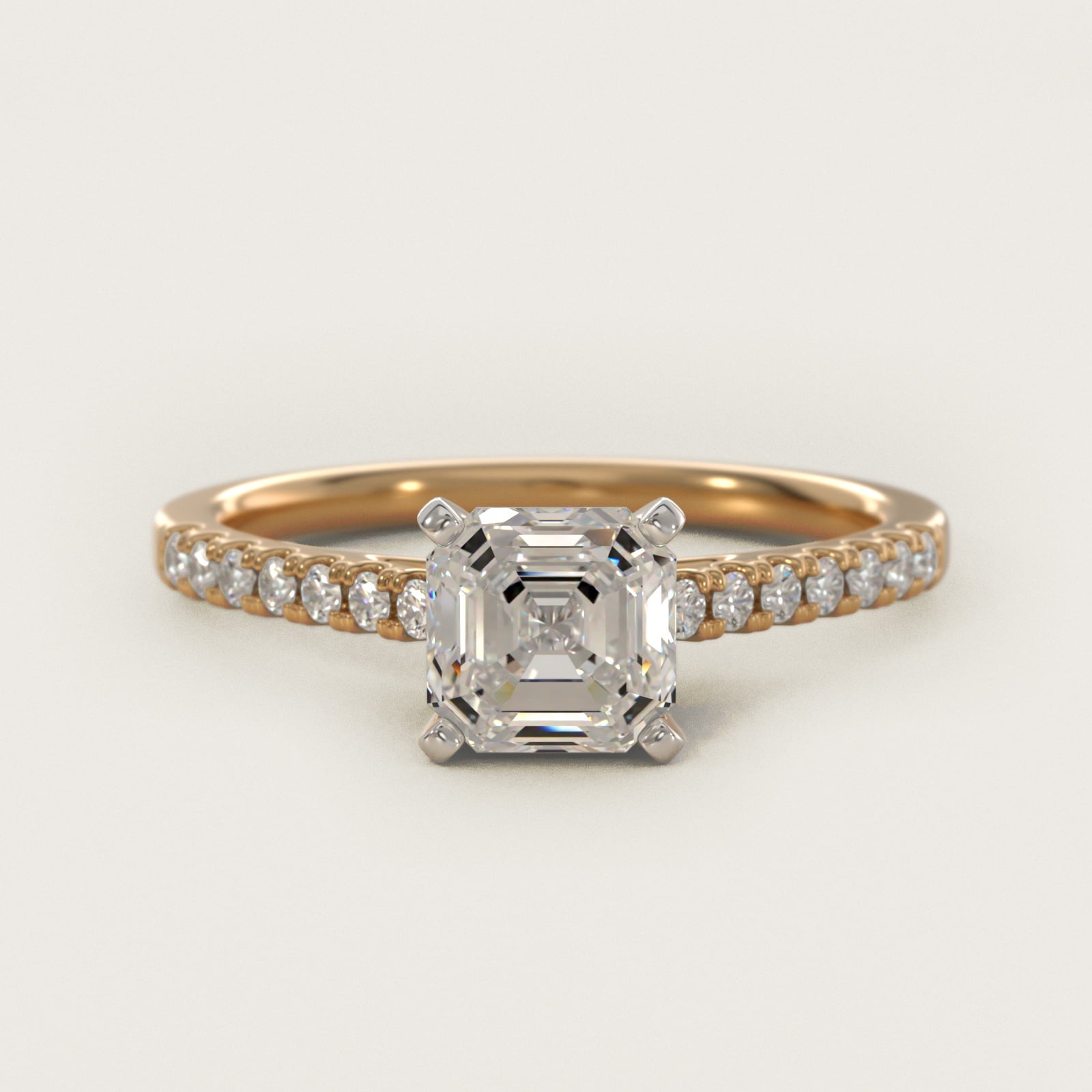 Petite Cathedral PavŽ Diamond Engagement Ring in 14K Yellow Gold (1/6 ct. tw.) - Asscher Center