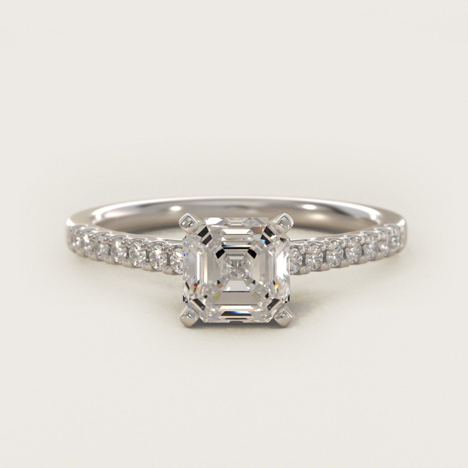 Petite Cathedral PavŽ Diamond Engagement Ring in Platinum (1/6 ct. tw.) - Asscher Center