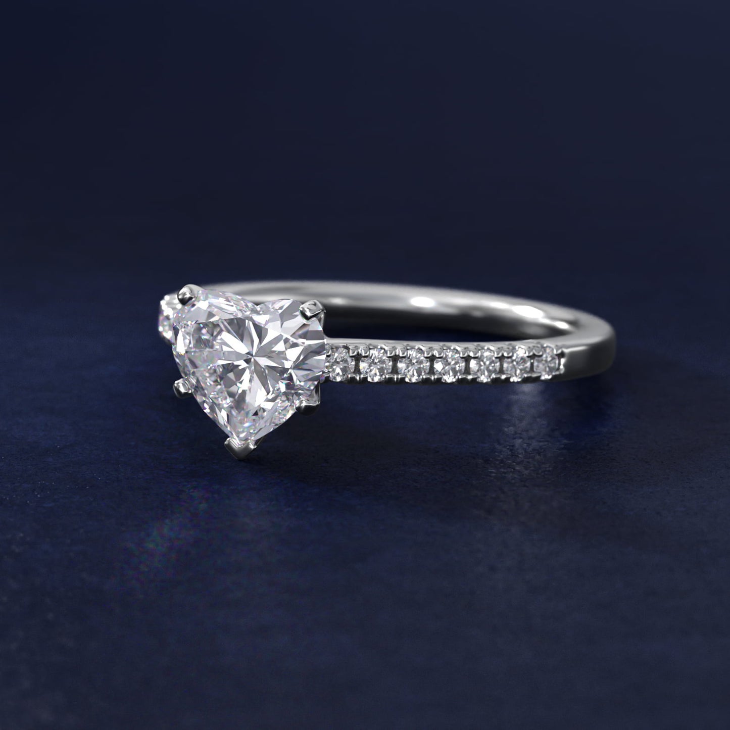 Petite Cathedral PavŽ Diamond Engagement Ring in 14k White Gold (1/6 ct. tw.) - Heart Center