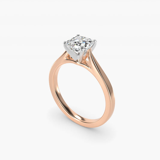 Petite Cathedral Solitaire Engagement Ring in 14k Rose Gold - Asscher Center
