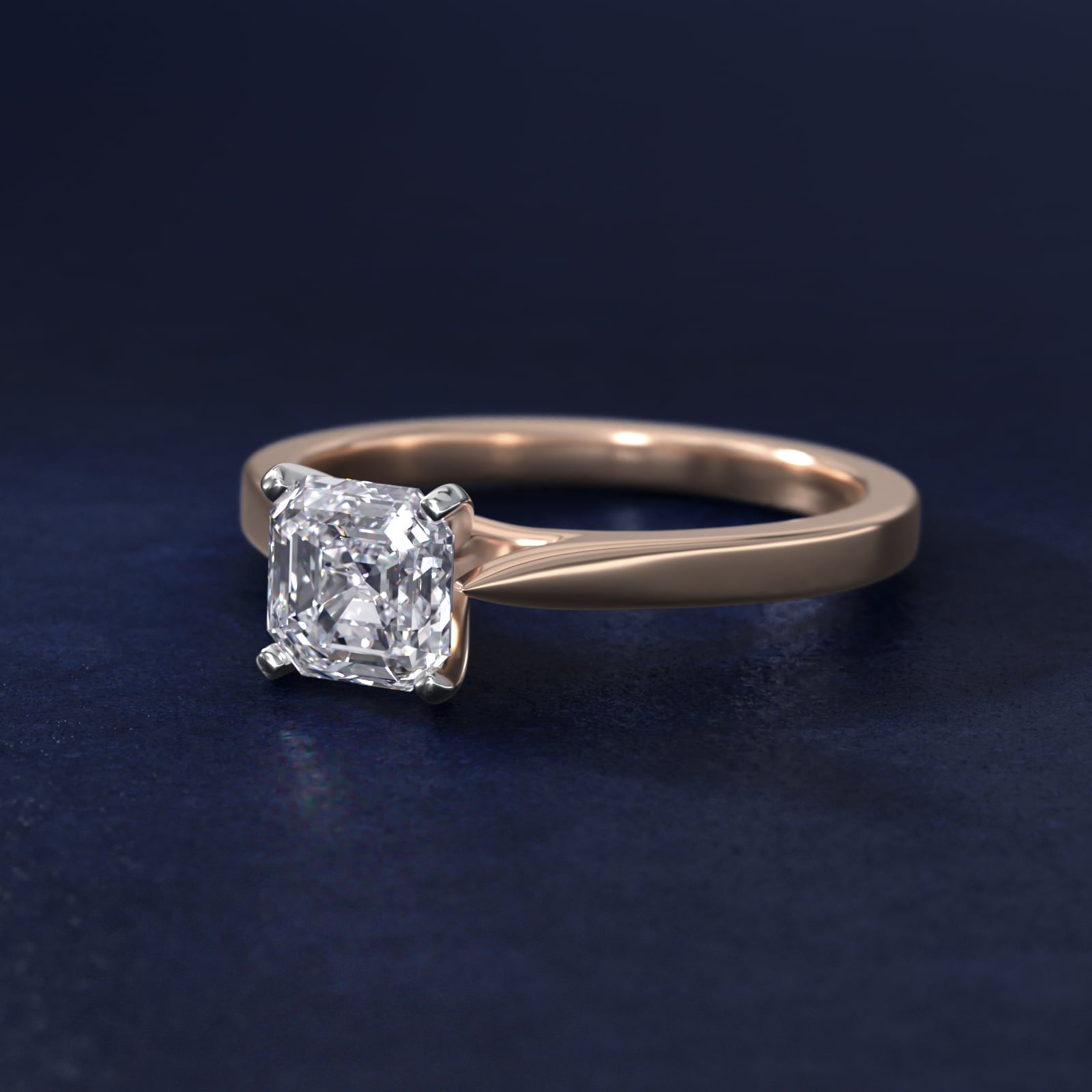 Petite Cathedral Solitaire Engagement Ring in 18k Rose Gold - Asscher Center