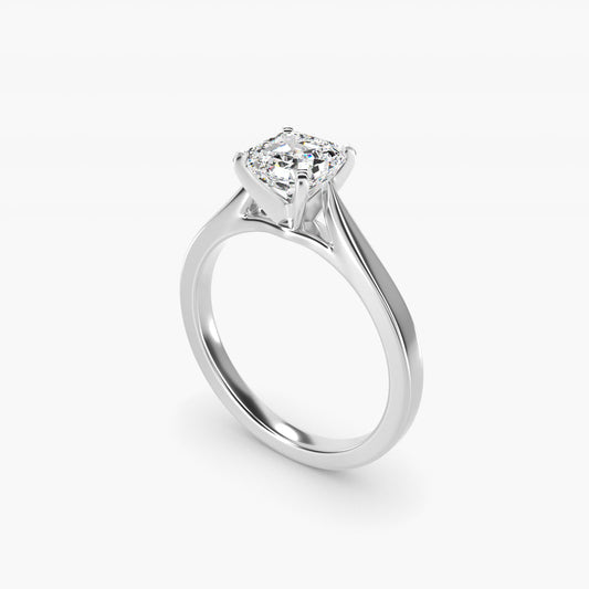 Petite Cathedral Solitaire Engagement Ring in 18k White Gold - Asscher Center