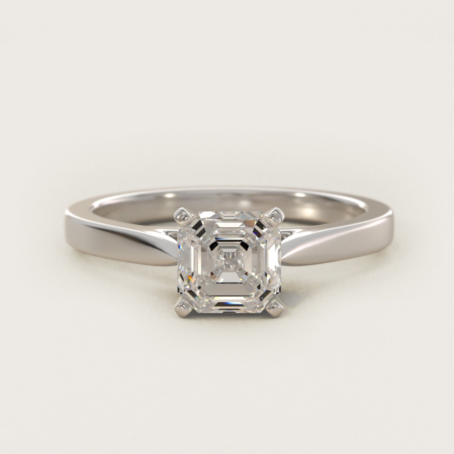 Petite Cathedral Solitaire Engagement Ring in 18k White Gold - Asscher Center