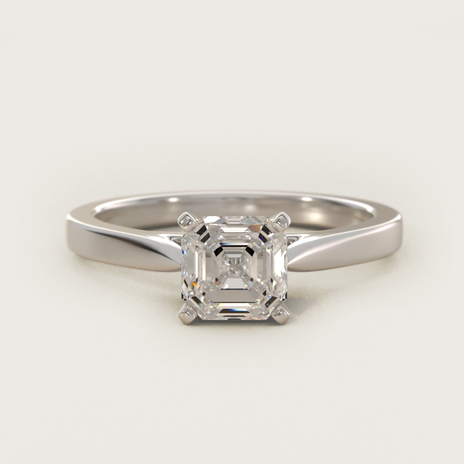 Petite Cathedral Solitaire Engagement Ring in 18k White Gold - Asscher Center