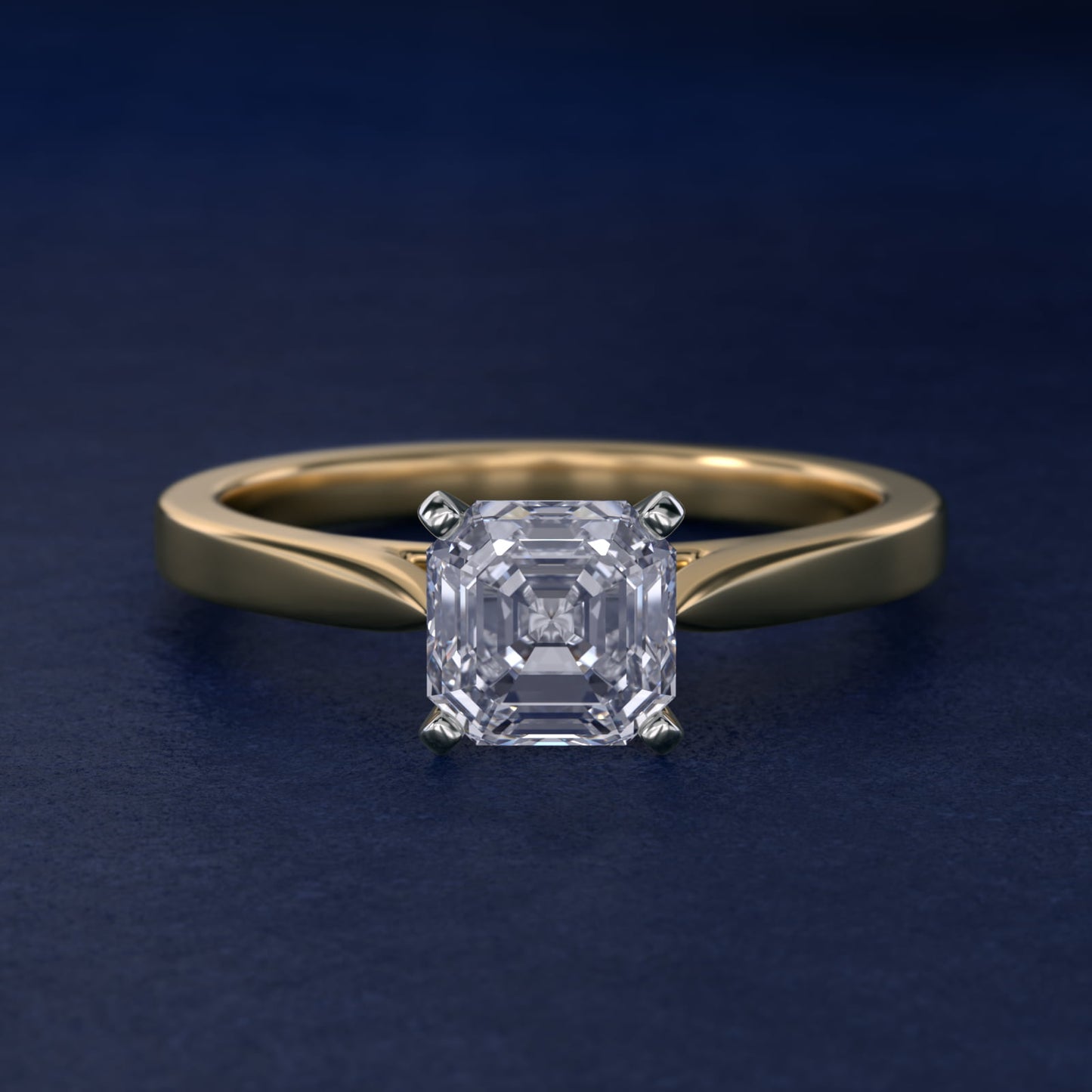 Petite Cathedral Solitaire Engagement Ring in 14k Yellow Gold - Asscher Center