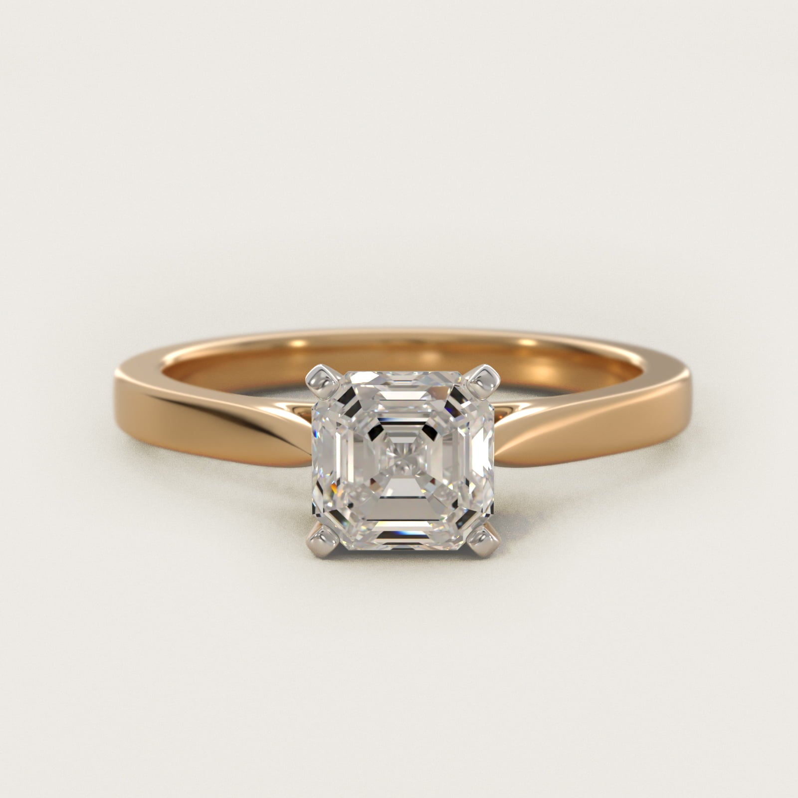 Petite Cathedral Solitaire Engagement Ring in 14k Yellow Gold - Asscher Center