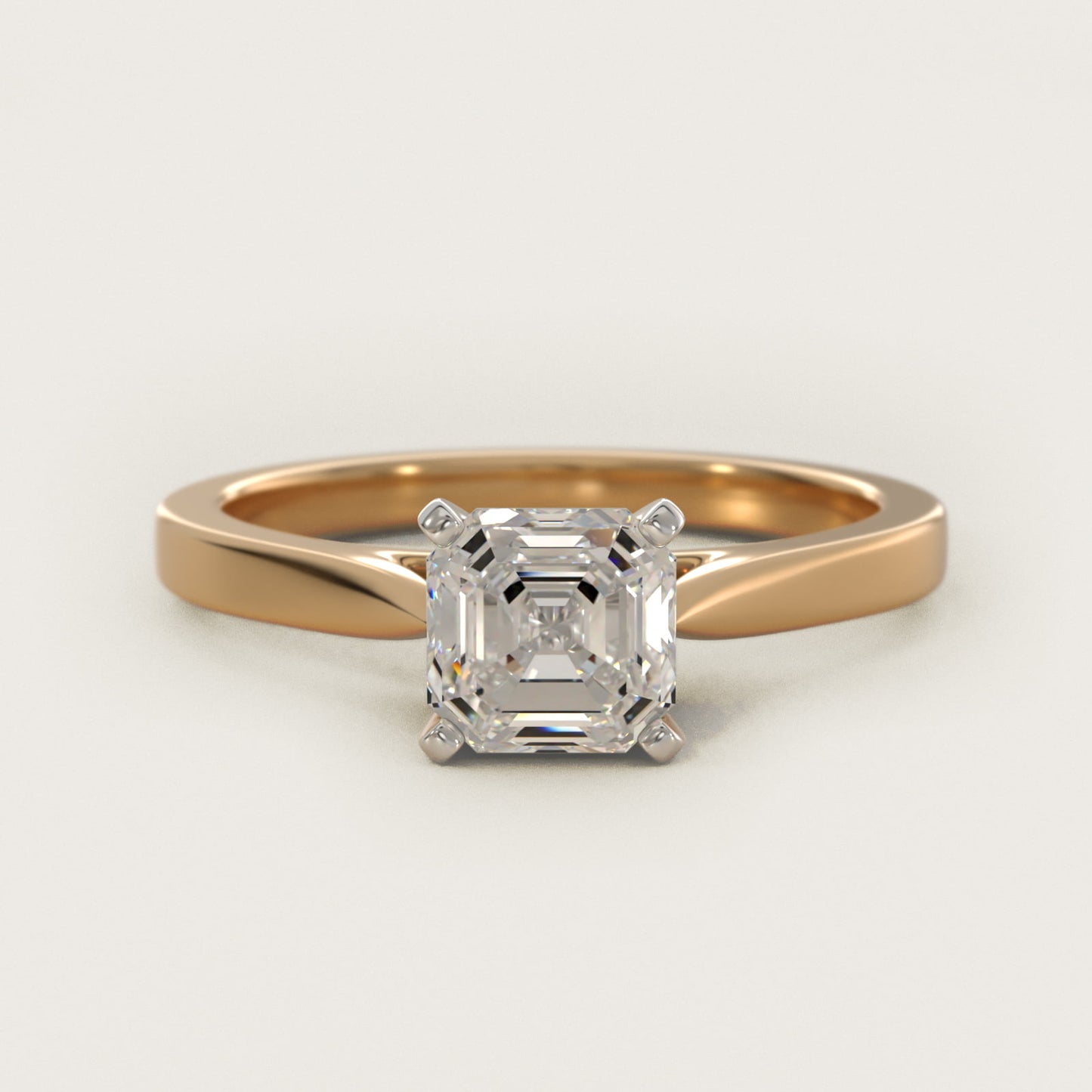 Petite Cathedral Solitaire Engagement Ring in 18k Yellow Gold - Asscher Center