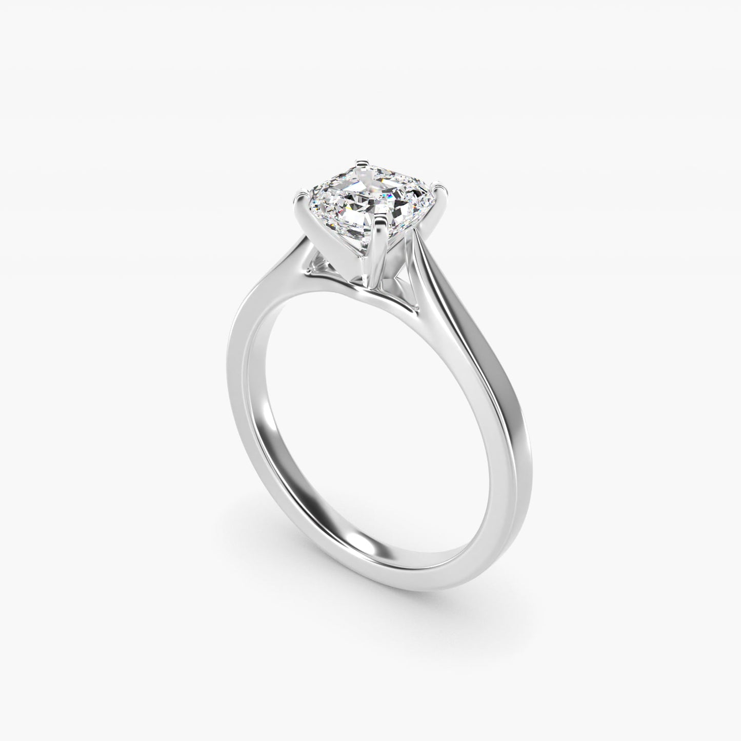 Petite Cathedral Solitaire Engagement Ring in Platinum - Asscher Center