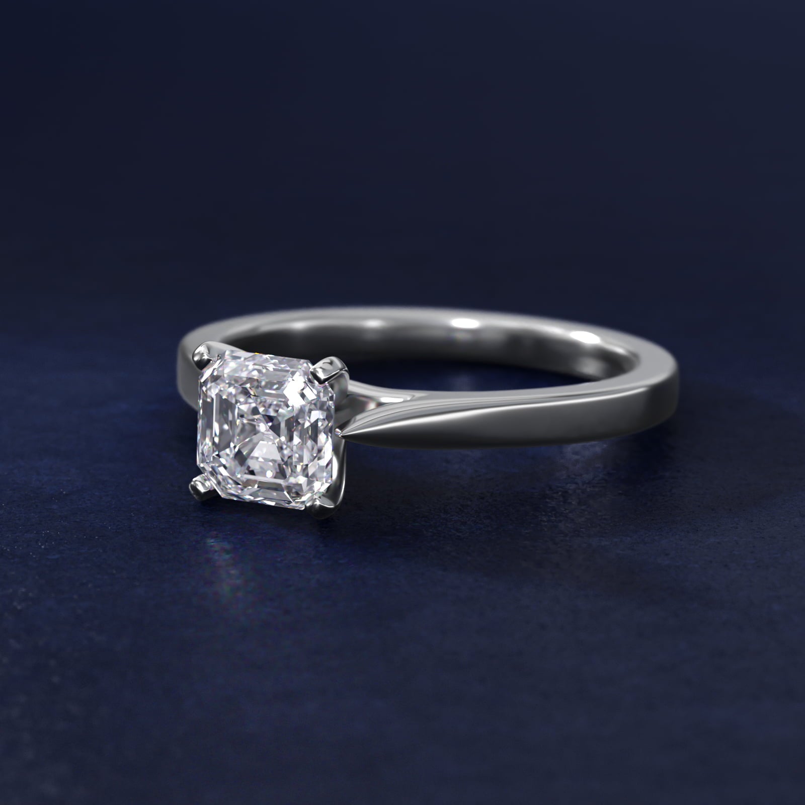 Petite Cathedral Solitaire Engagement Ring in Platinum - Asscher Center