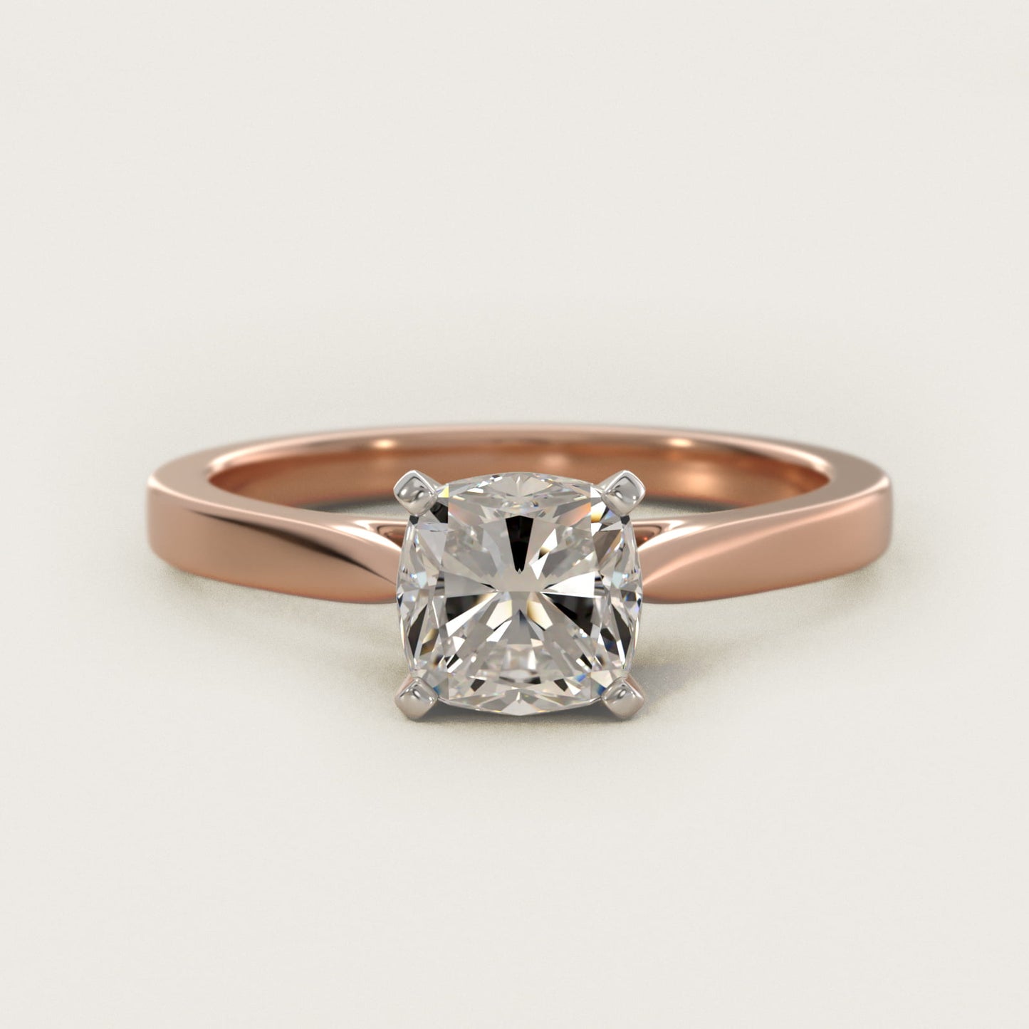 Petite Cathedral Solitaire Engagement Ring in 14k Rose Gold - Cushion Center