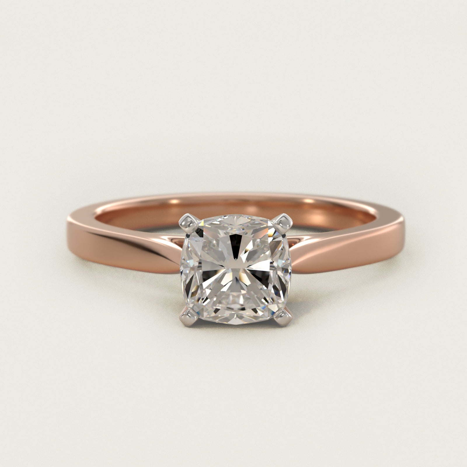 Petite Cathedral Solitaire Engagement Ring in 14k Rose Gold - Cushion Center