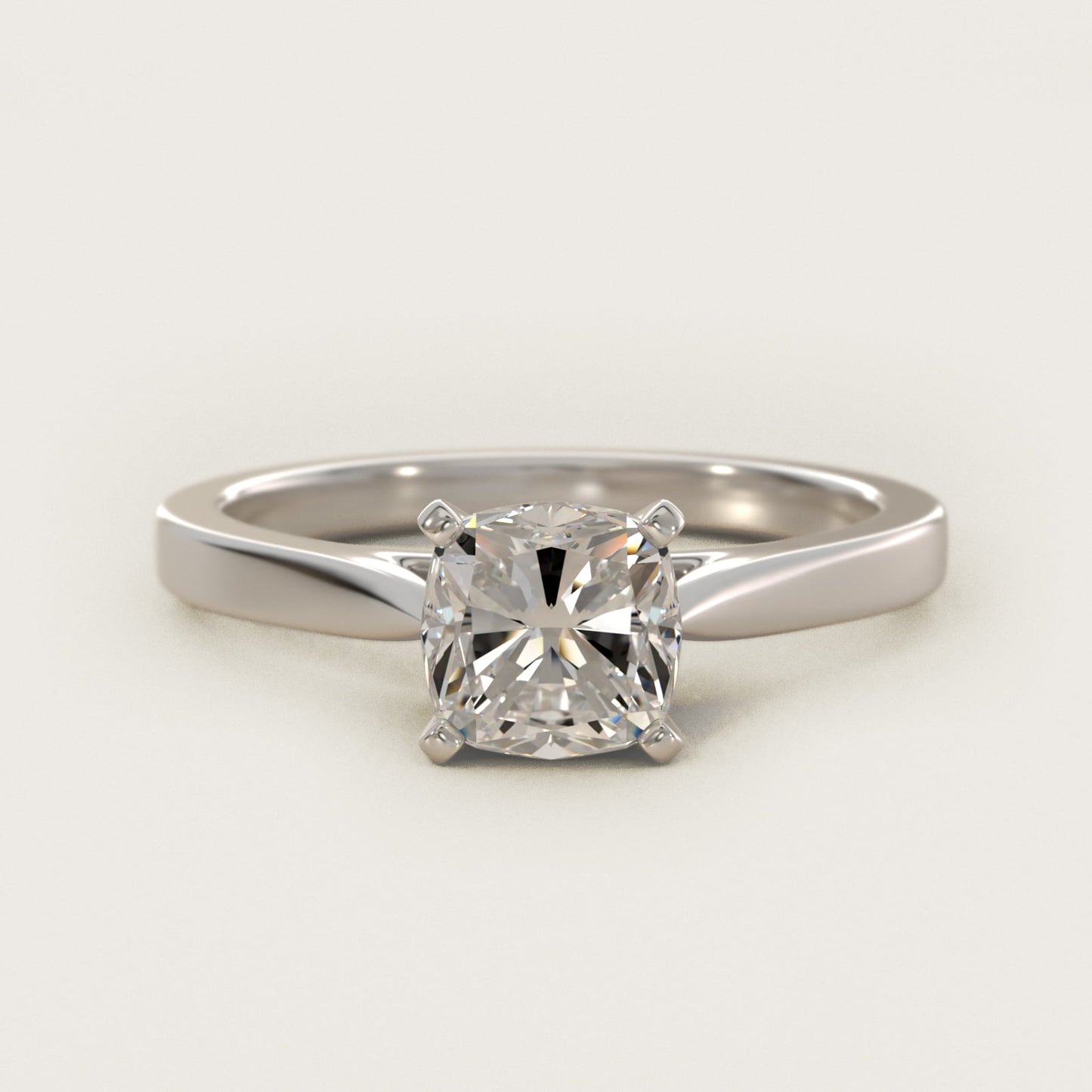 Petite Cathedral Solitaire Engagement Ring in 14k White Gold - Cushion Center