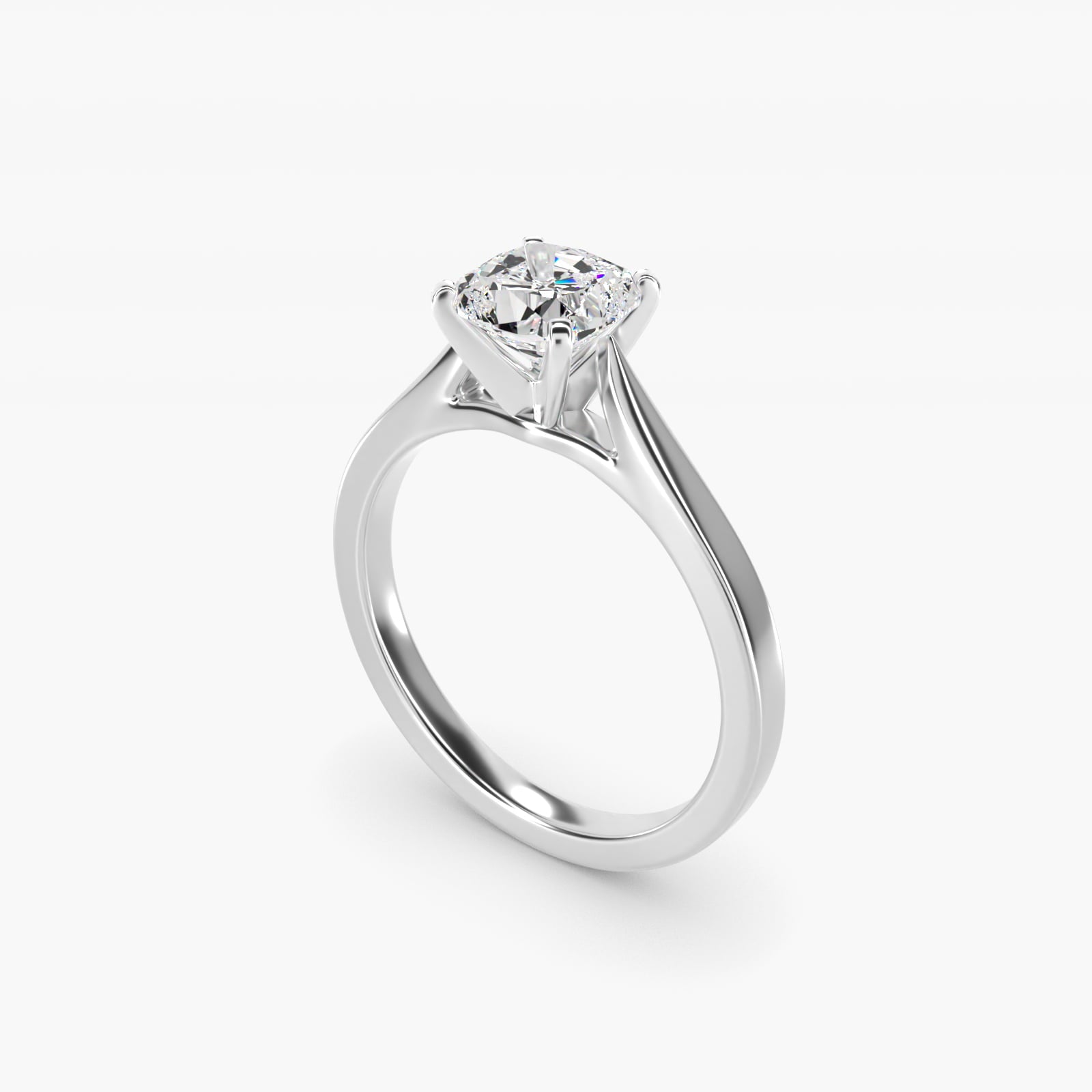 Petite Cathedral Solitaire Engagement Ring in Platinum - Cushion Center