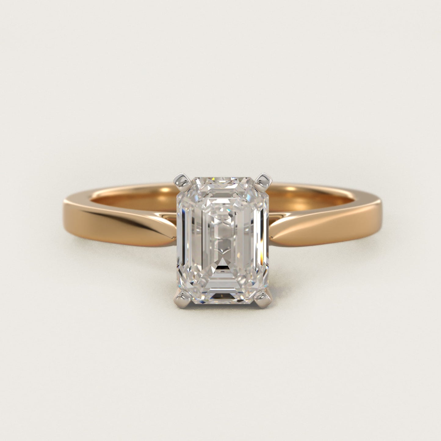 Petite Cathedral Solitaire Engagement Ring in 14k Yellow Gold - Emerald Center