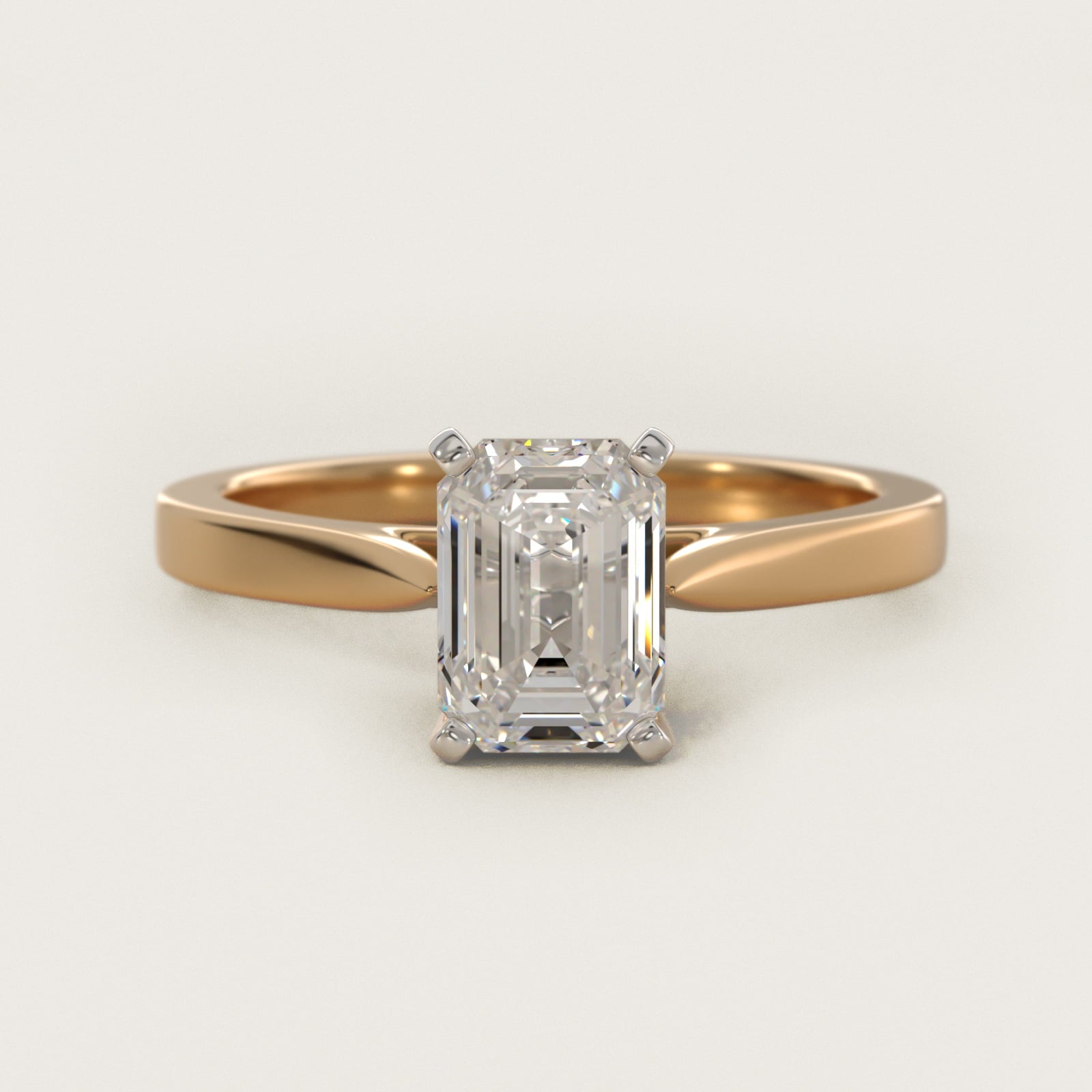 Petite Cathedral Solitaire Engagement Ring in 18k Yellow Gold - Emerald Center
