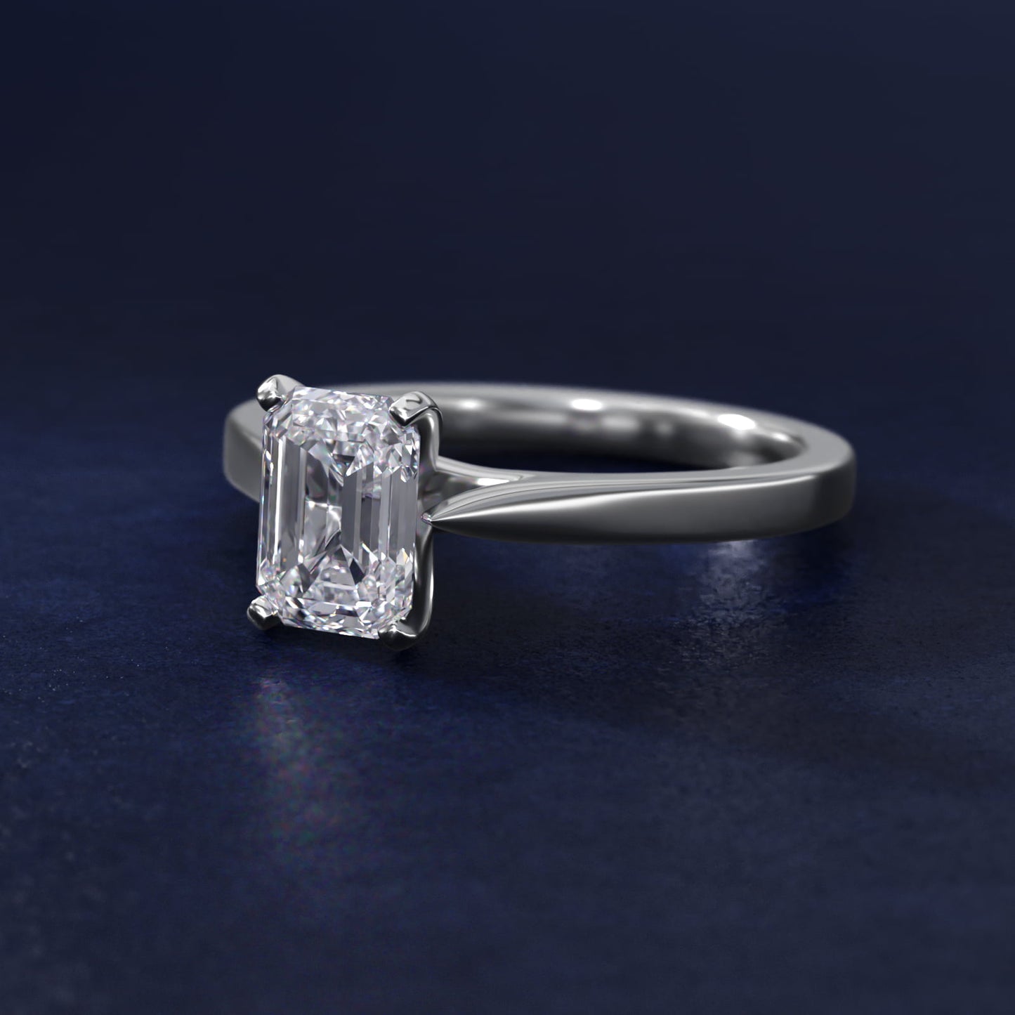 Petite Cathedral Solitaire Engagement Ring in Platinum - Emerald Center
