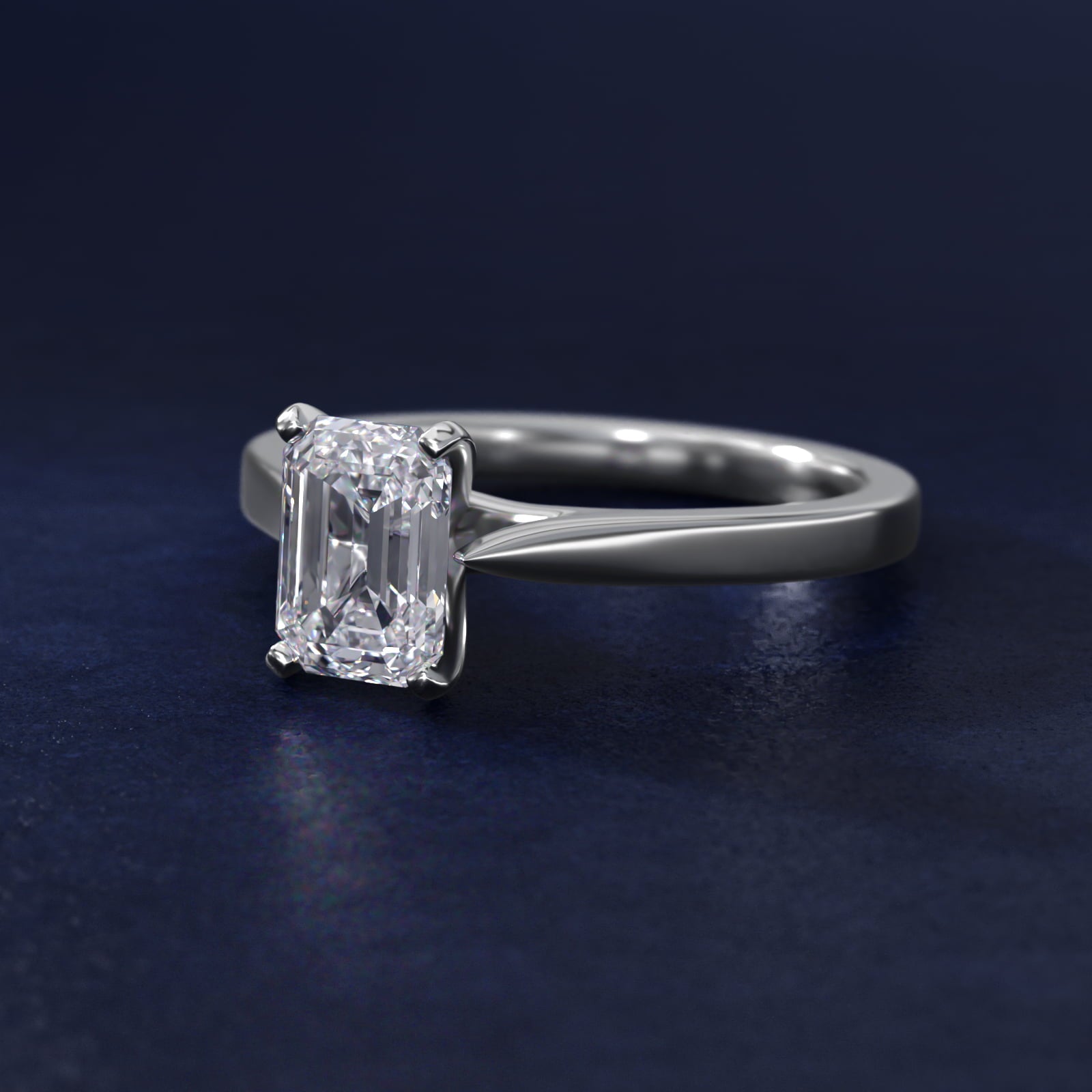 Petite Cathedral Solitaire Engagement Ring in Platinum - Emerald Center