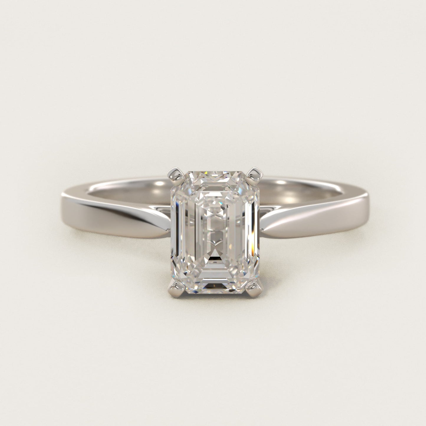 Petite Cathedral Solitaire Engagement Ring in Platinum - Emerald Center