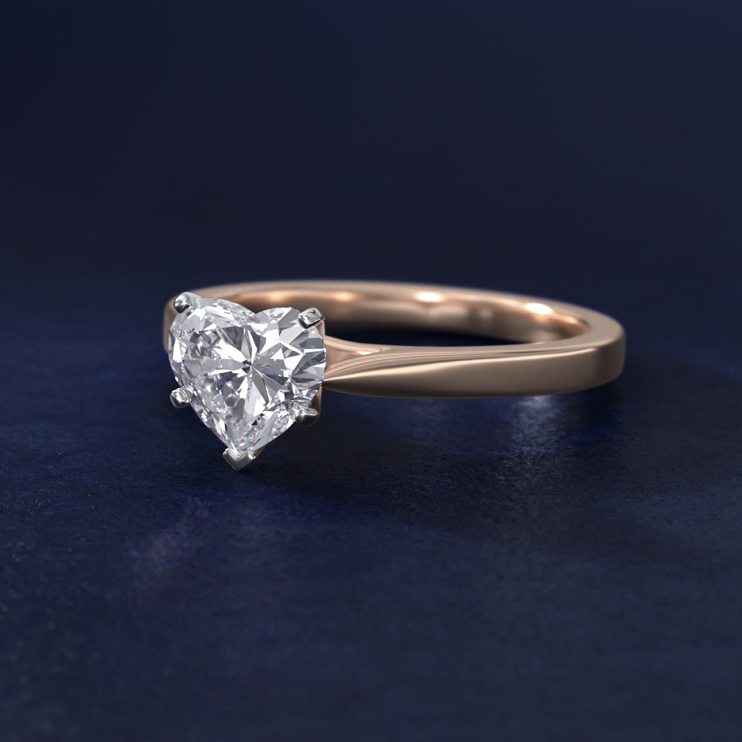 Petite Cathedral Solitaire Engagement Ring in 14k Rose Gold - Heart Center