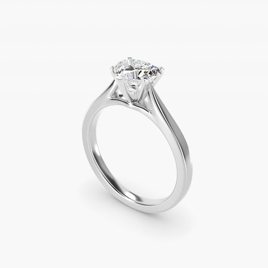 Petite Cathedral Solitaire Engagement Ring in 14k White Gold - Heart Center