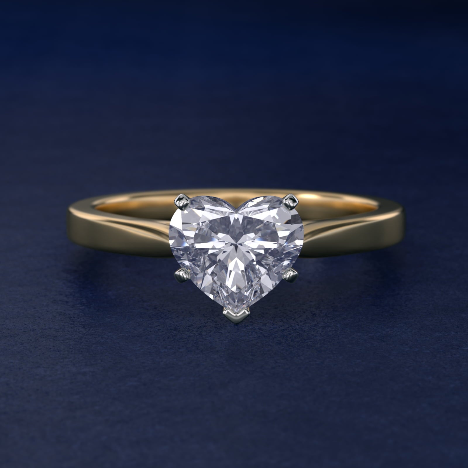 Petite Cathedral Solitaire Engagement Ring in 14k Yellow Gold - Heart Center