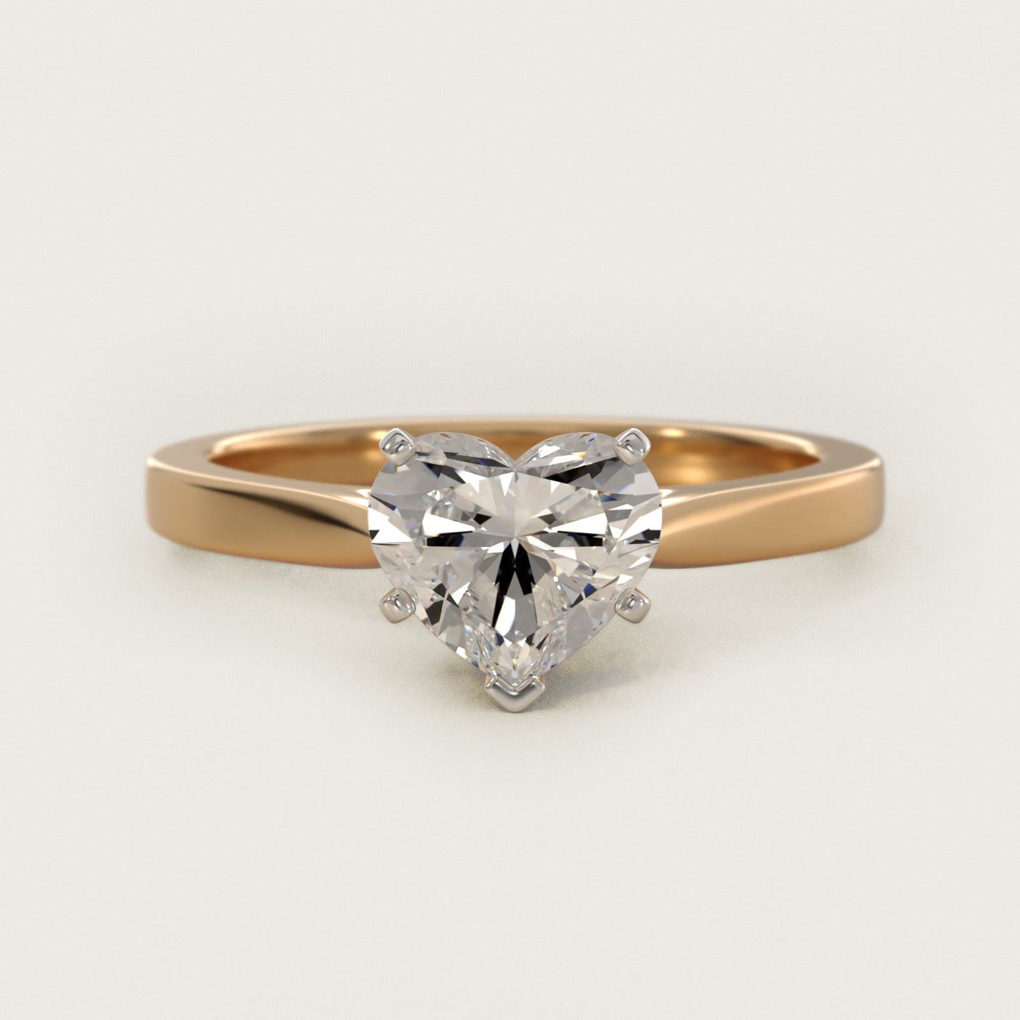 Petite Cathedral Solitaire Engagement Ring in 18k Yellow Gold - Heart Center