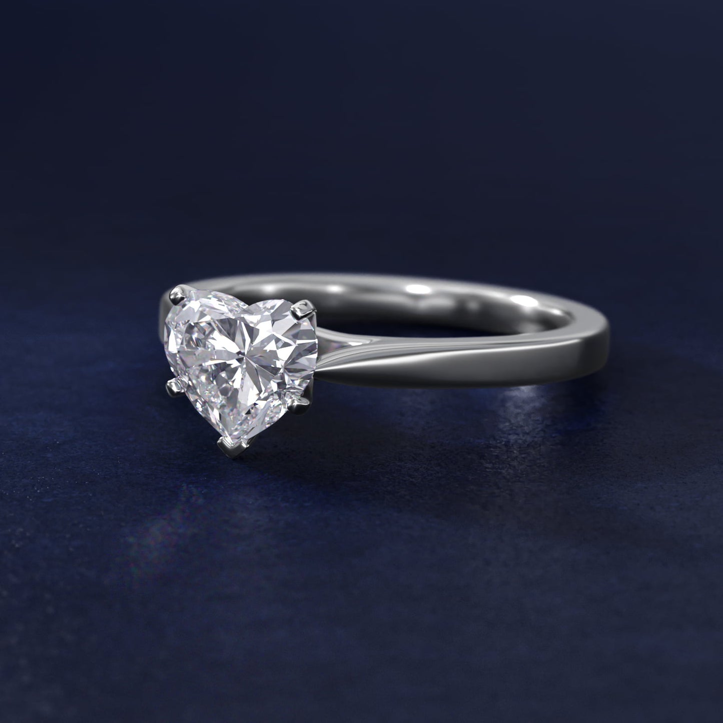Petite Cathedral Solitaire Engagement Ring in Platinum - Heart Center