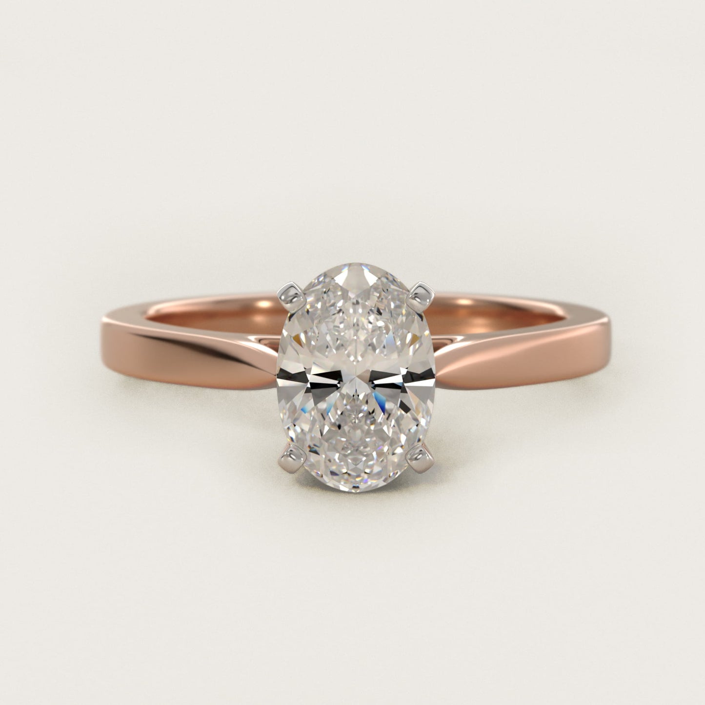 Petite Cathedral Solitaire Engagement Ring in 14k Rose Gold - Oval Center