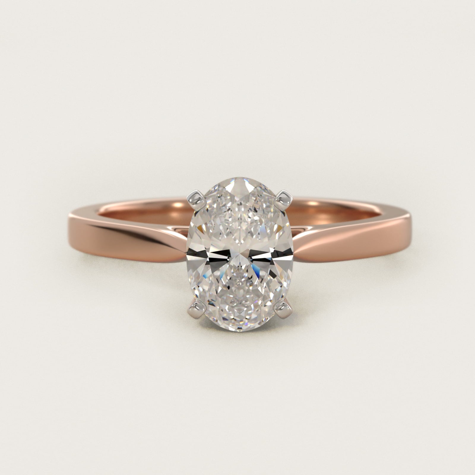 Petite Cathedral Solitaire Engagement Ring in 14k Rose Gold - Oval Center
